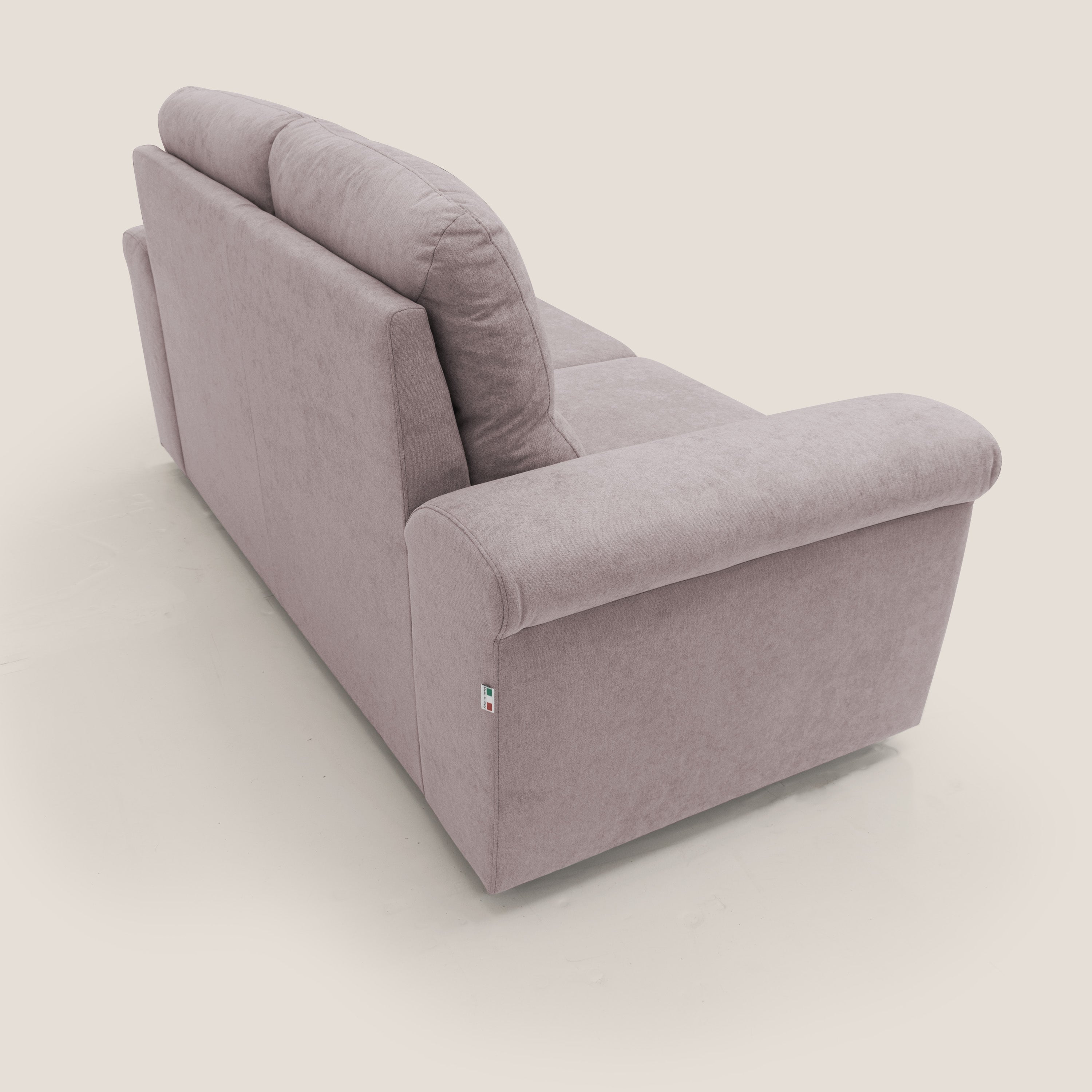 Minerva divano con pouf estraibile poggiapiedi in tessuto morbido impermeabile T02 rosa - divani.store