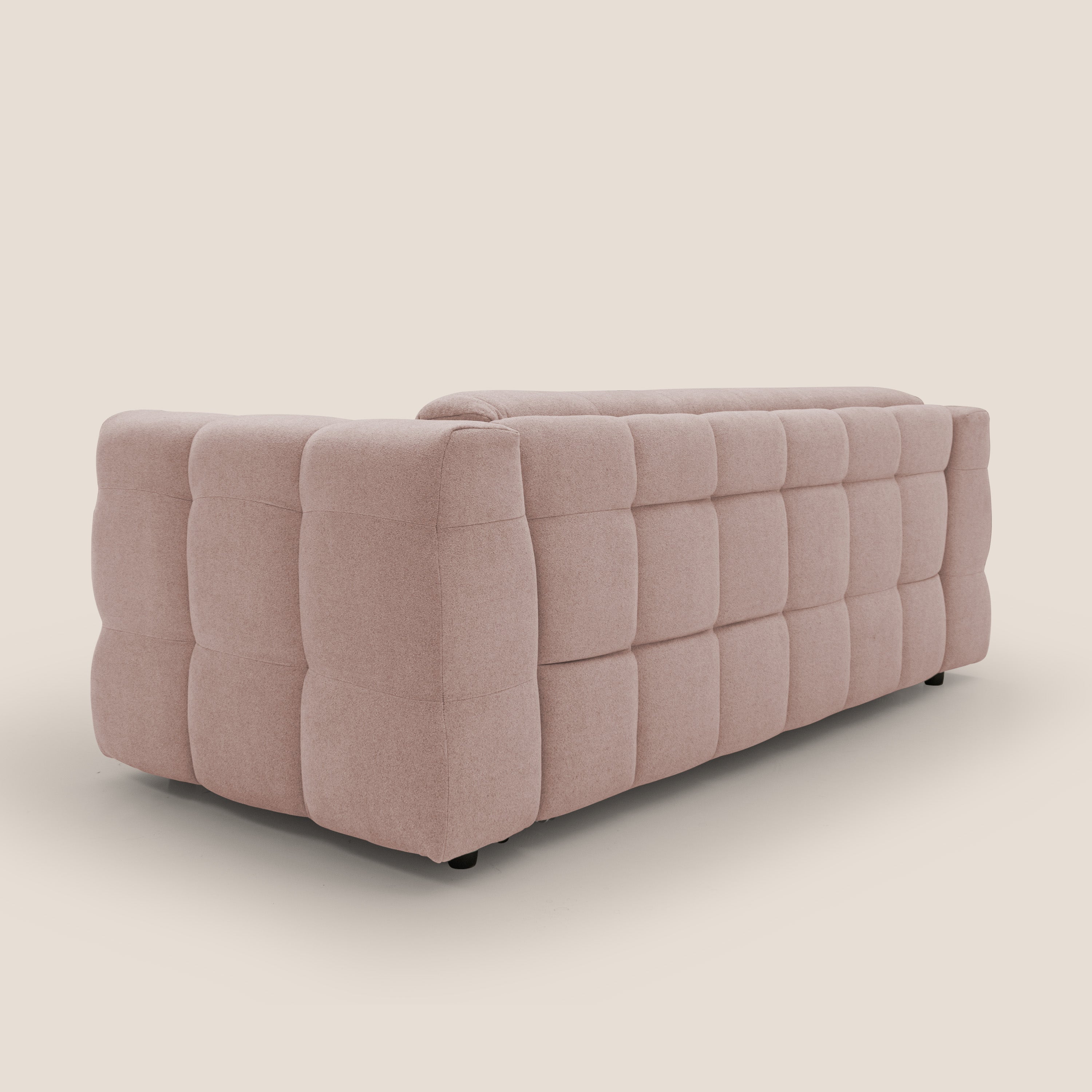 Tender Divano letto matrimoniale dal design innovativo in tessuto bouclet impermeabile T07 rosa - divani.store