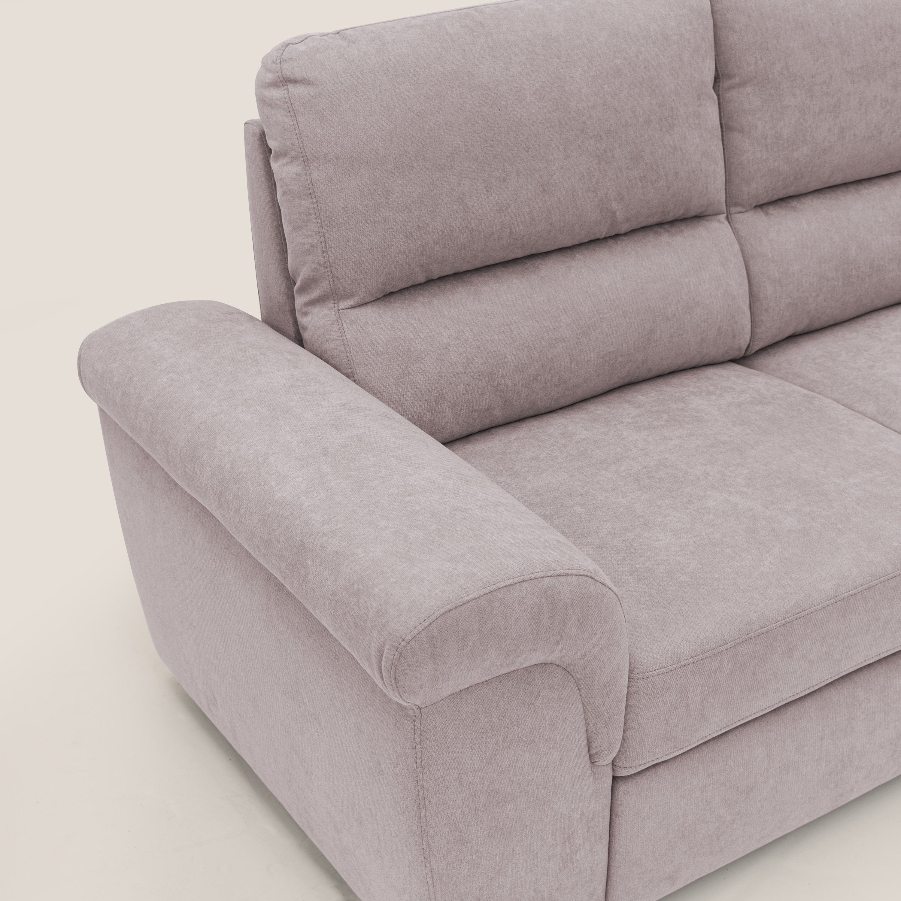 Minerva divano con pouf estraibile poggiapiedi in tessuto morbido impermeabile T02 rosa - divani.store