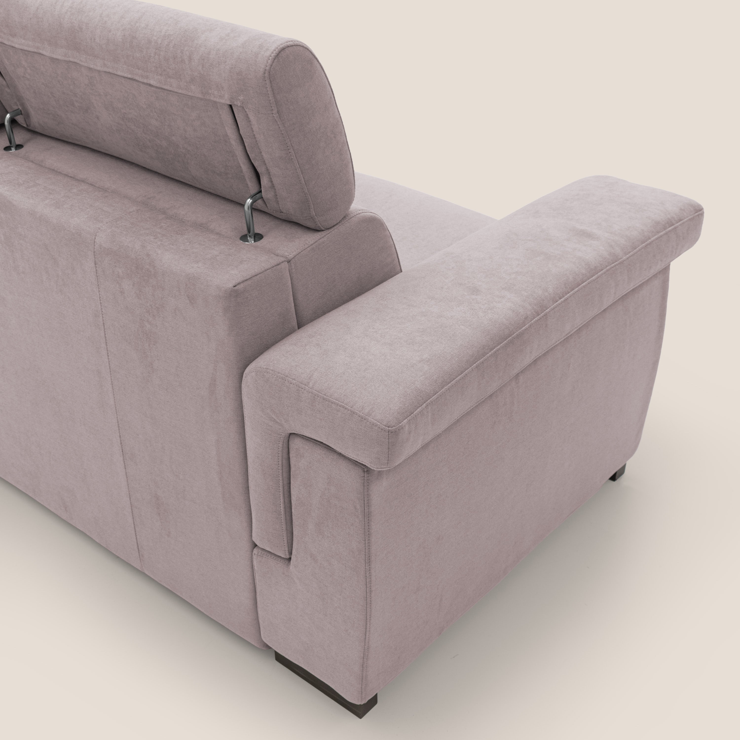 Bjorn divano letto sfoderabile con materasso H18 cm e poggiatesta reclinabili in tessuto impermeabile T02 rosa - divani.store