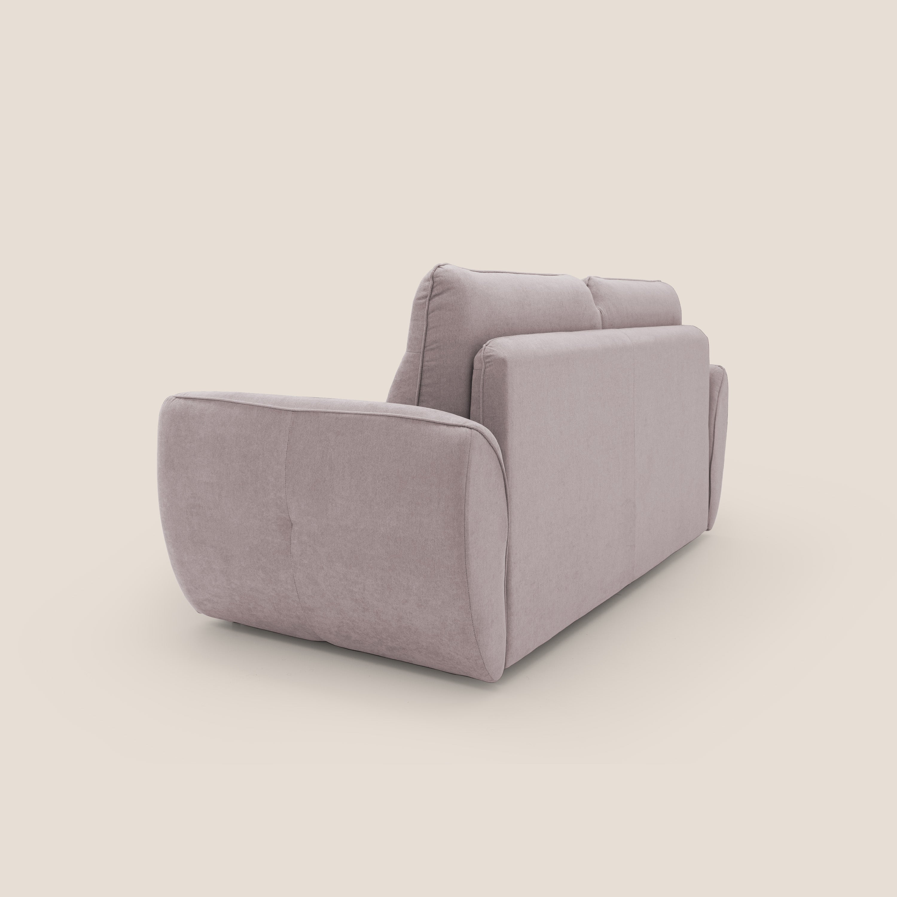 Zeus Divano letto scandinavo con schienale alto in tessuto impermeabile T02 rosa - divani.store