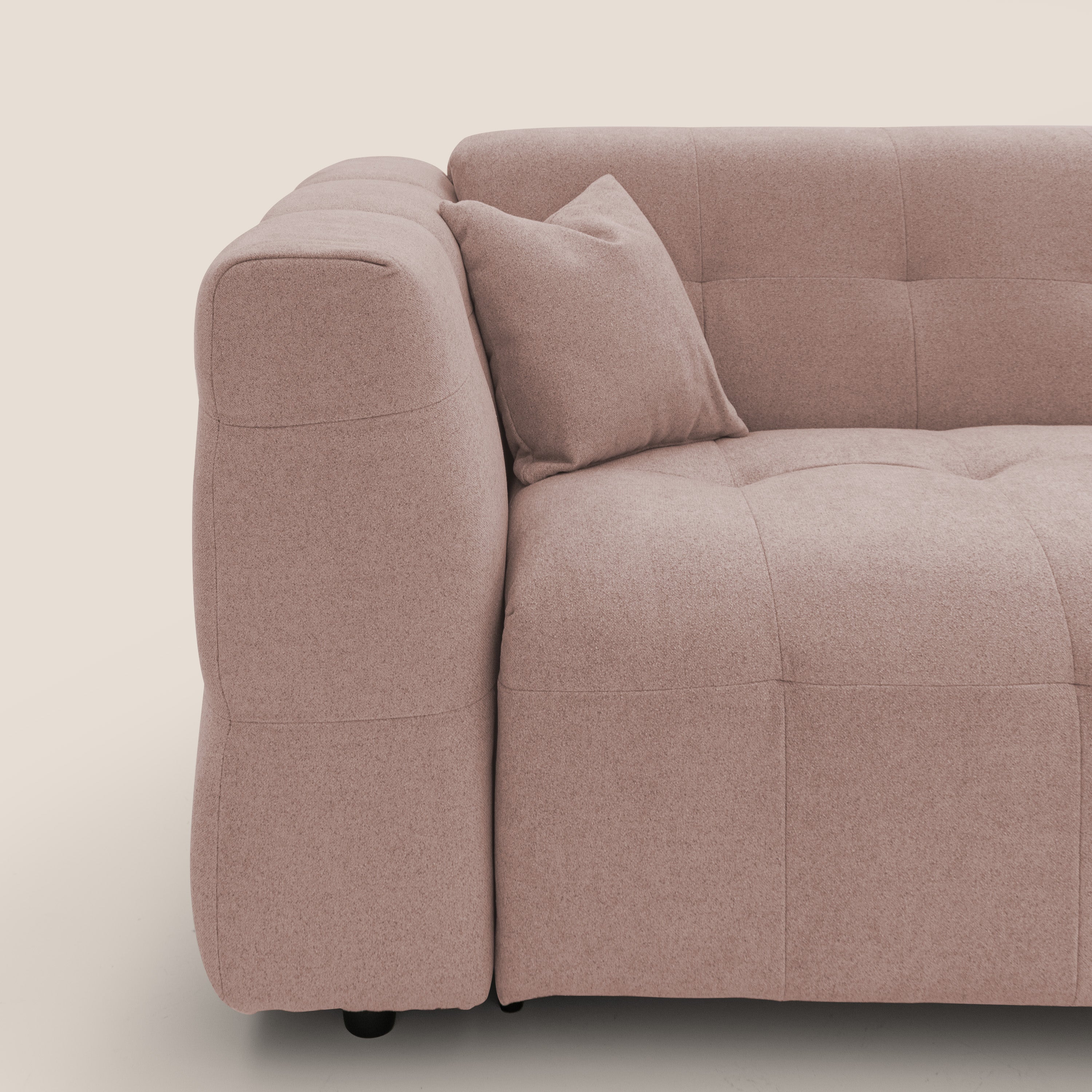 Tender Divano letto matrimoniale dal design innovativo in tessuto bouclet impermeabile T07 rosa - divani.store
