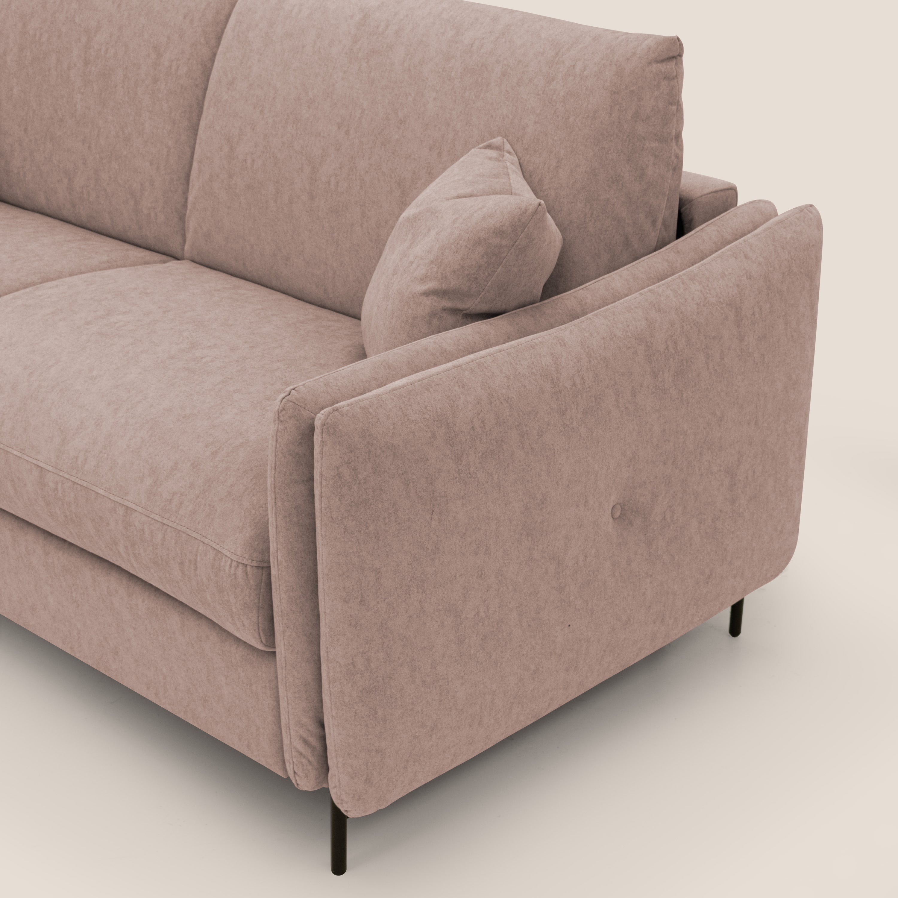 Gregory Divano letto con materasso h18 cm in microfibra effetto velluto impermeabile T09 rosa - divani.store