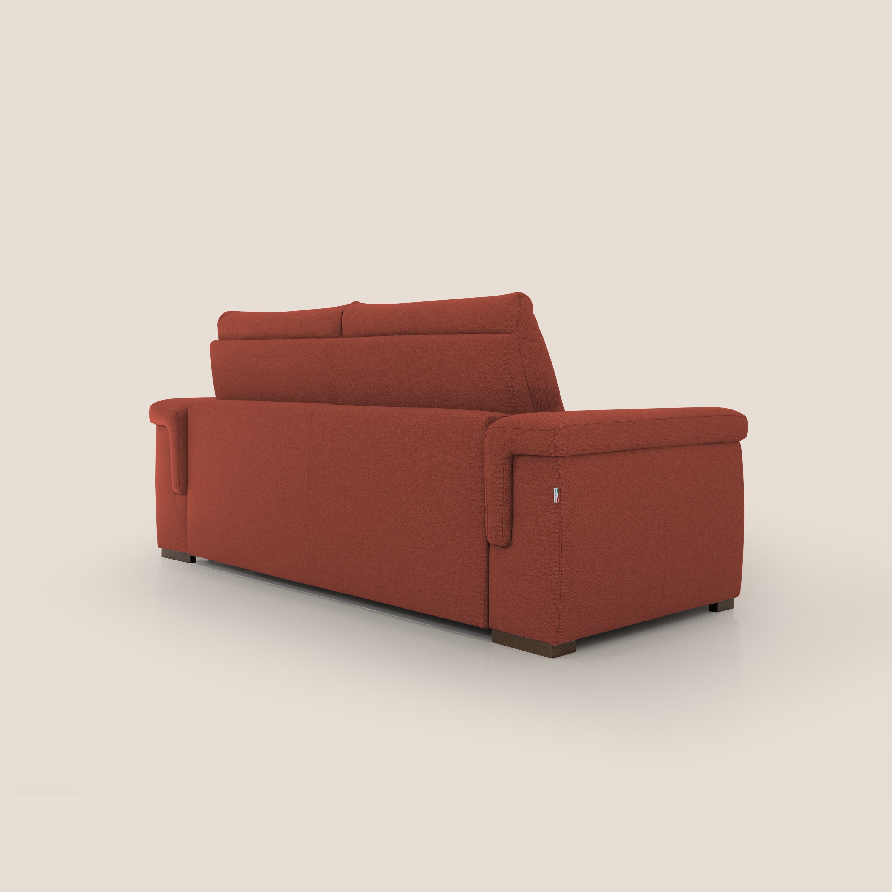 Magnolia divano letto con materasso alto 18 cm morbido schienale alto in tessuto smacchiabile T05 rosso - divani.store