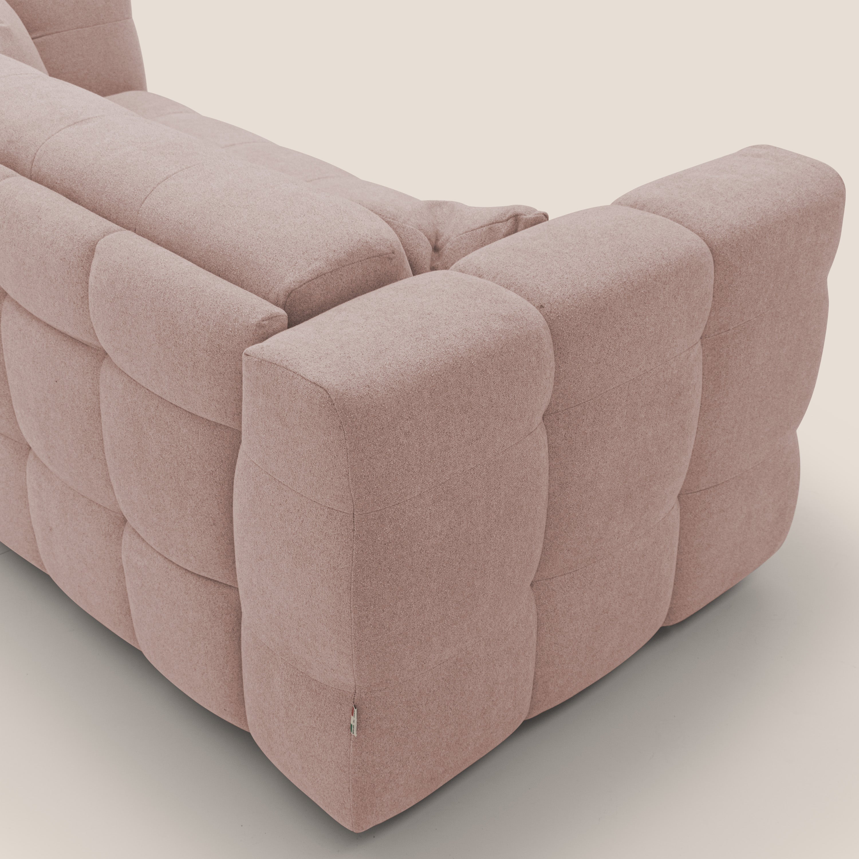 Tender Divano letto matrimoniale dal design innovativo in tessuto bouclet impermeabile T07 rosa - divani.store