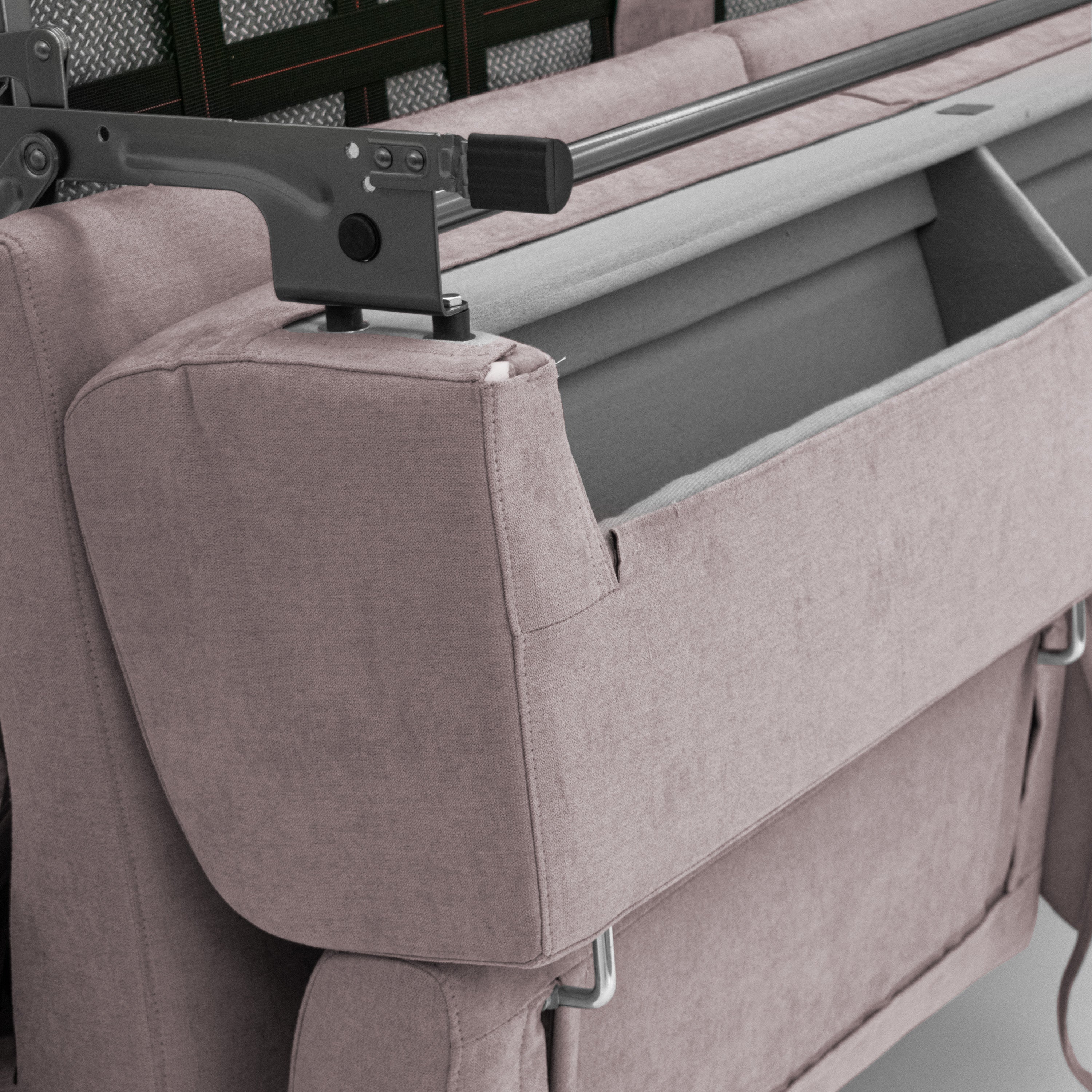 Bjorn divano letto sfoderabile con materasso H18 cm e poggiatesta reclinabili in tessuto impermeabile T02 rosa - divani.store