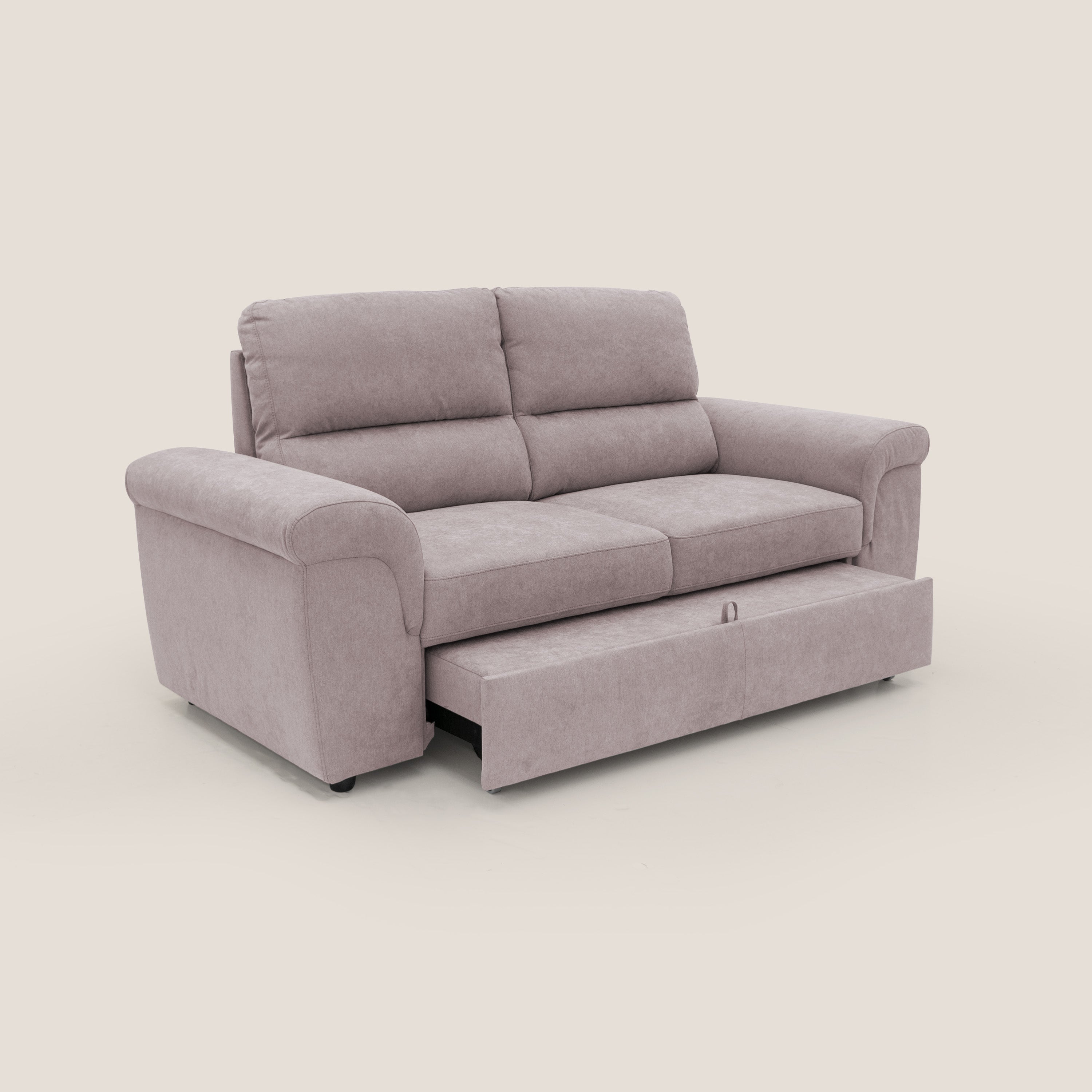 Minerva divano con pouf estraibile poggiapiedi in tessuto morbido impermeabile T02 rosa - divani.store