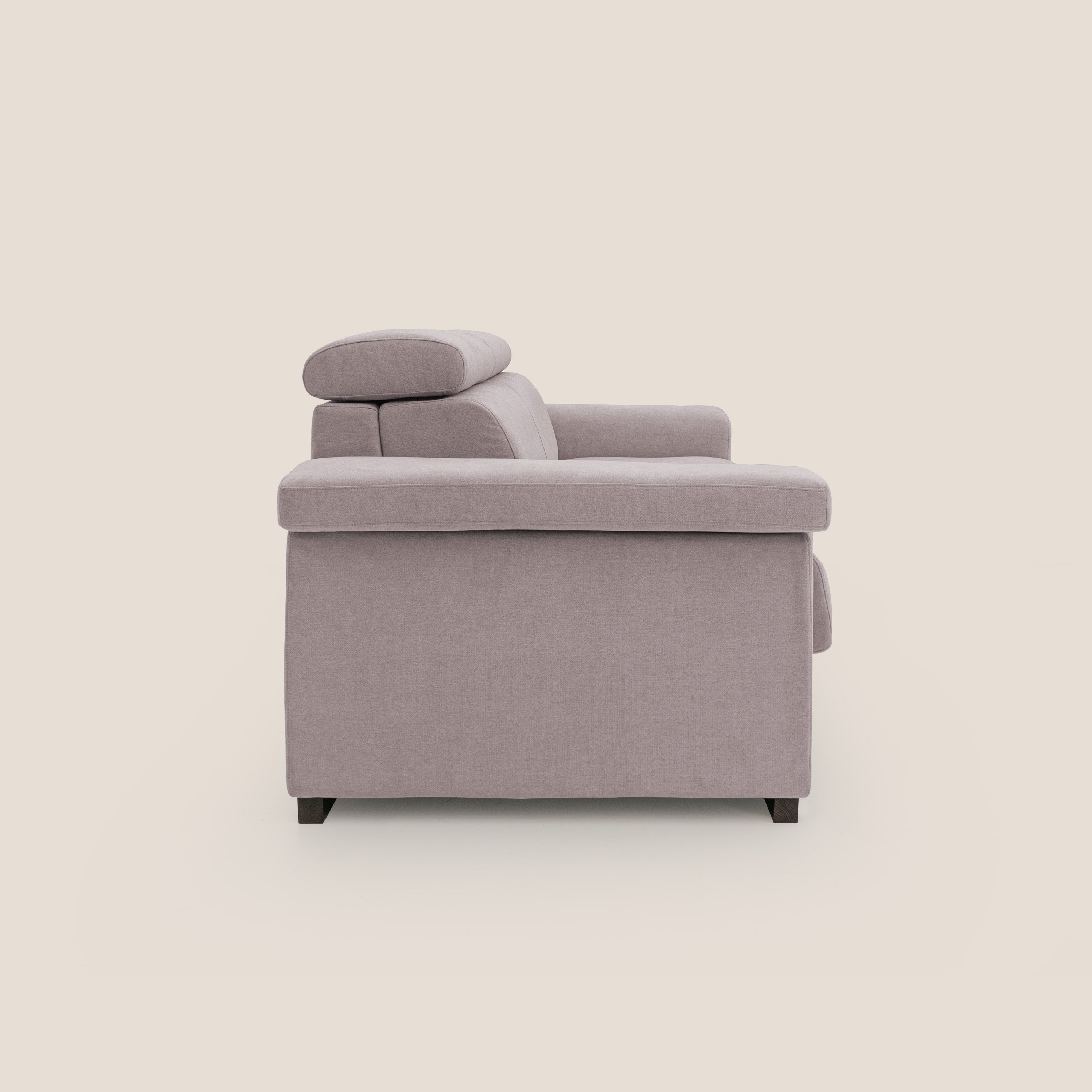 Bjorn divano letto sfoderabile con materasso H18 cm e poggiatesta reclinabili in tessuto impermeabile T02 rosa - divani.store