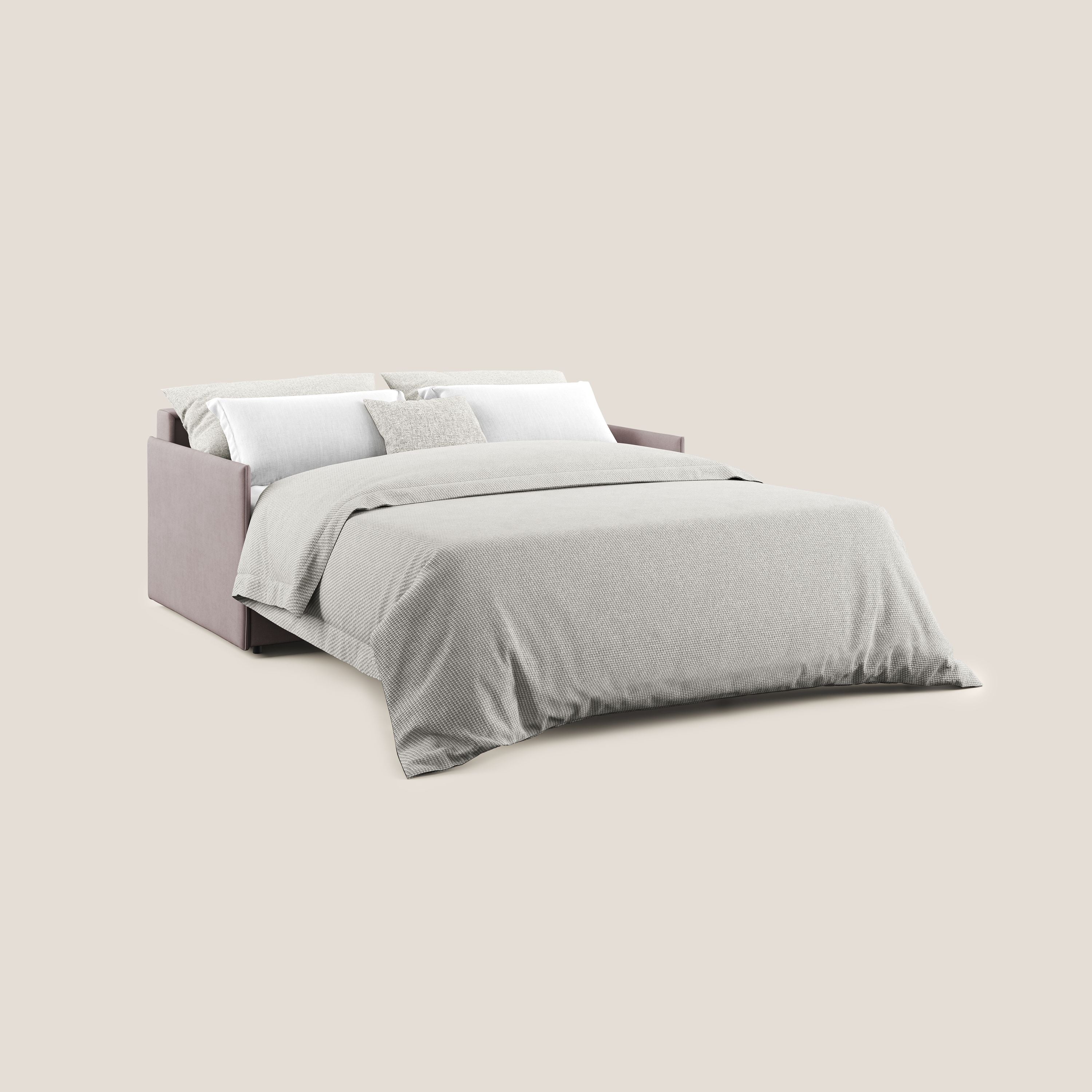 Evans Divano letto in morbido tessuto impermeabile T02 rosa - divani.store