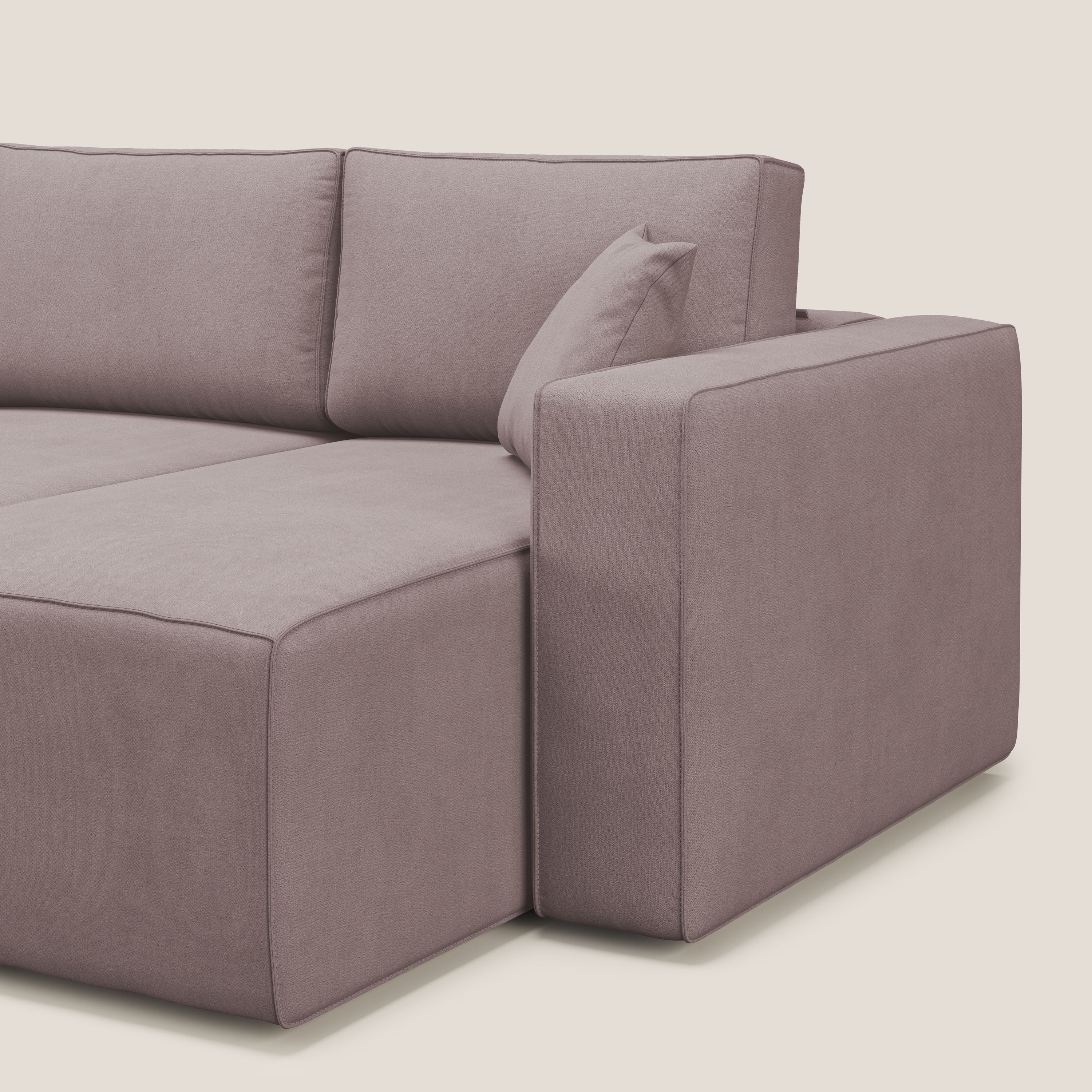 Morfeo divano con 3 sedute estraibili in morbido tessuto impermeabile T02 rosa - divani.store
