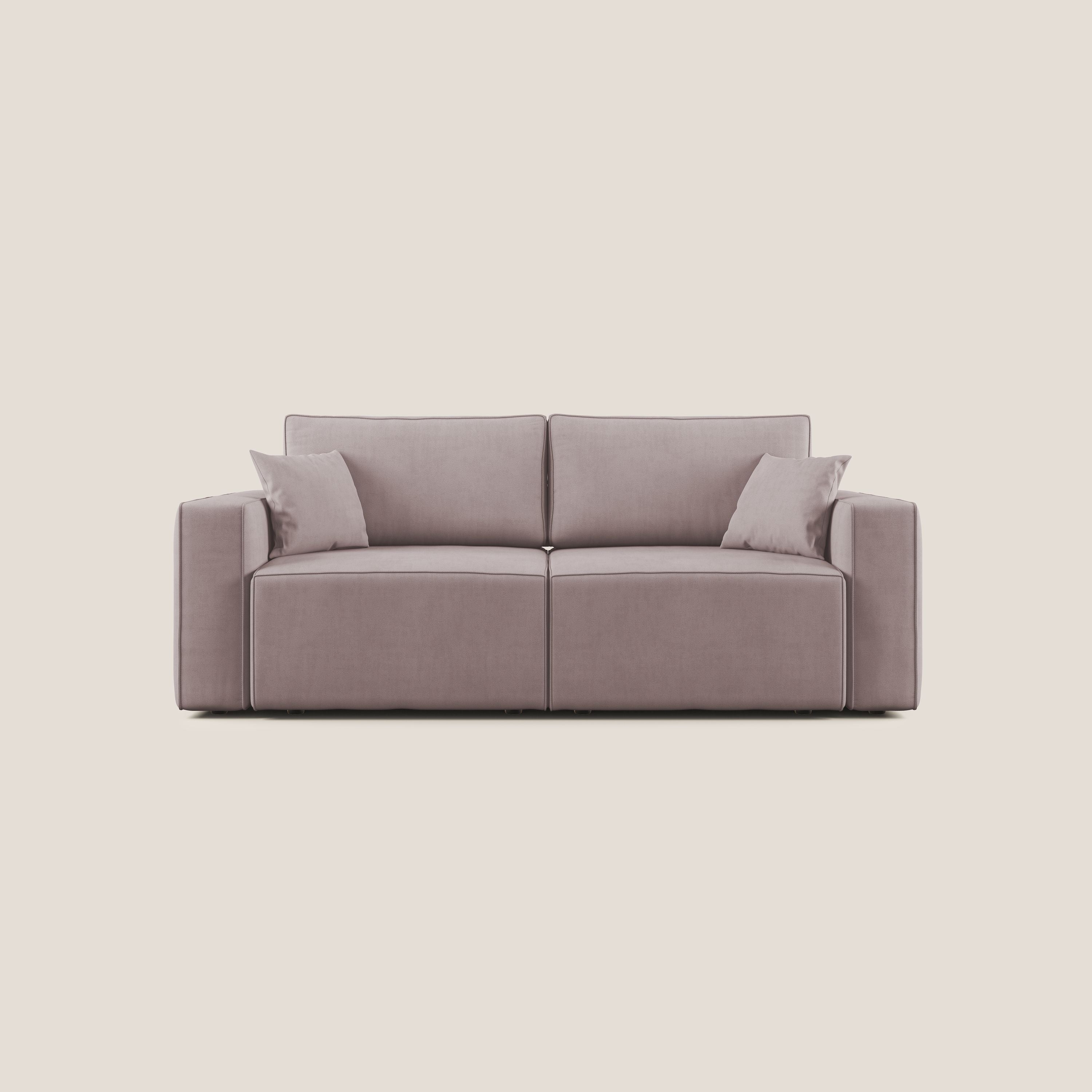 Morfeo divano con sedute estraibili in morbido tessuto impermeabile T02 rosa - divani.store
