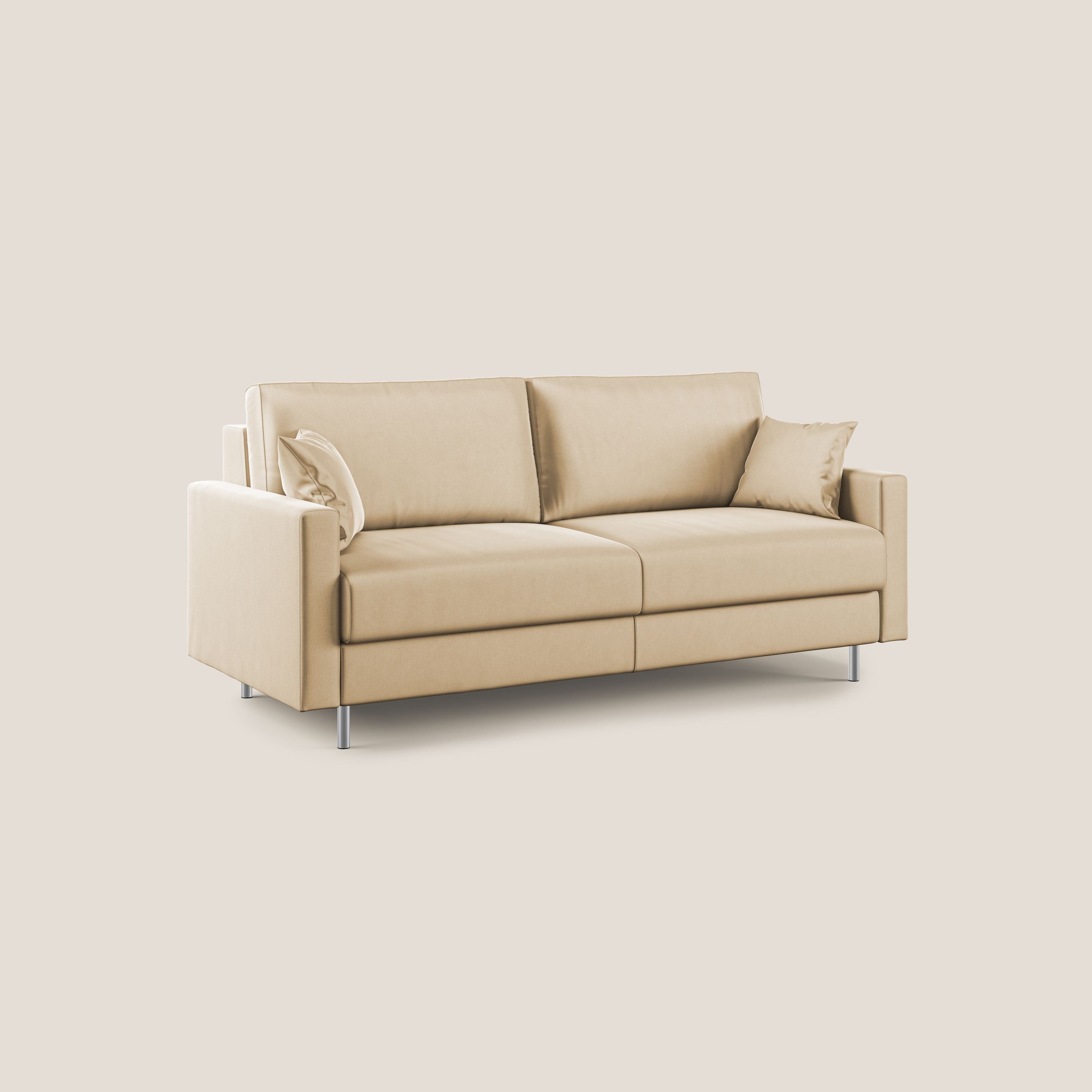 Andromeda divano letto matrimoniale in velluto morbido impermeabile T01 beige - divani.store