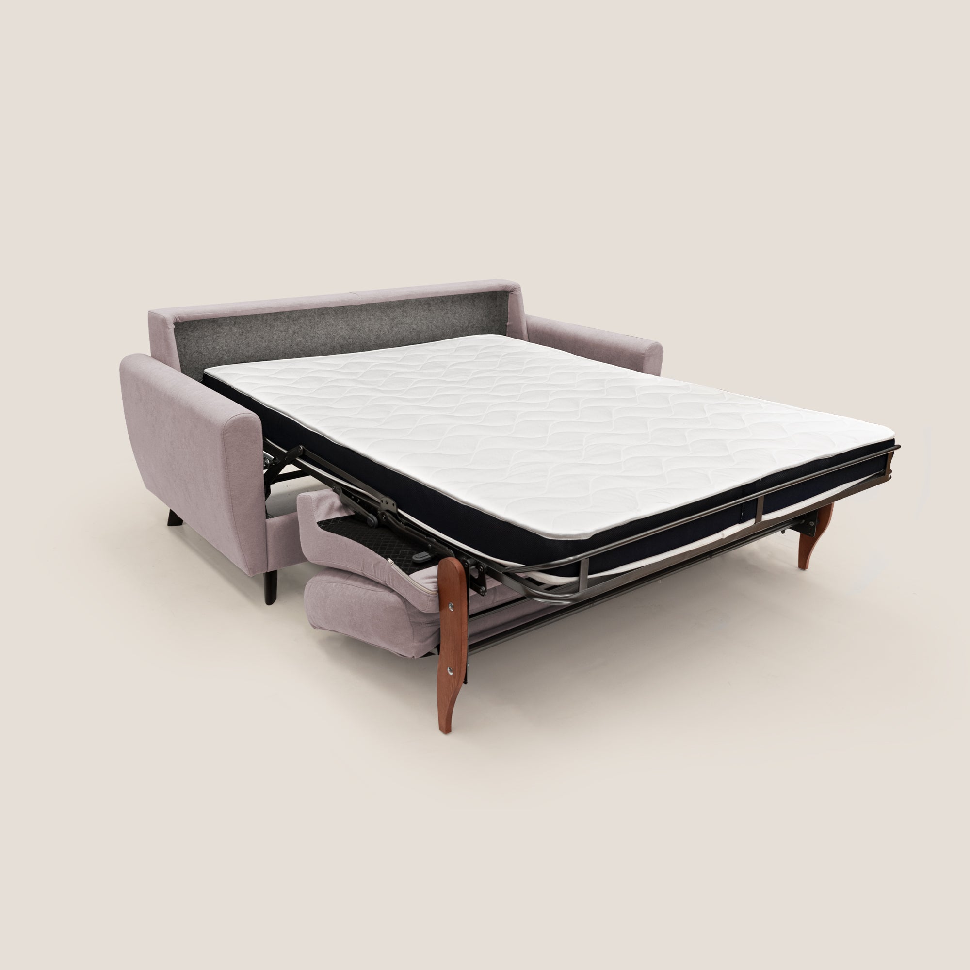 Callisto Divano letto matrimoniale in tessuto morbido impermeabile T02 rosa - divani.store