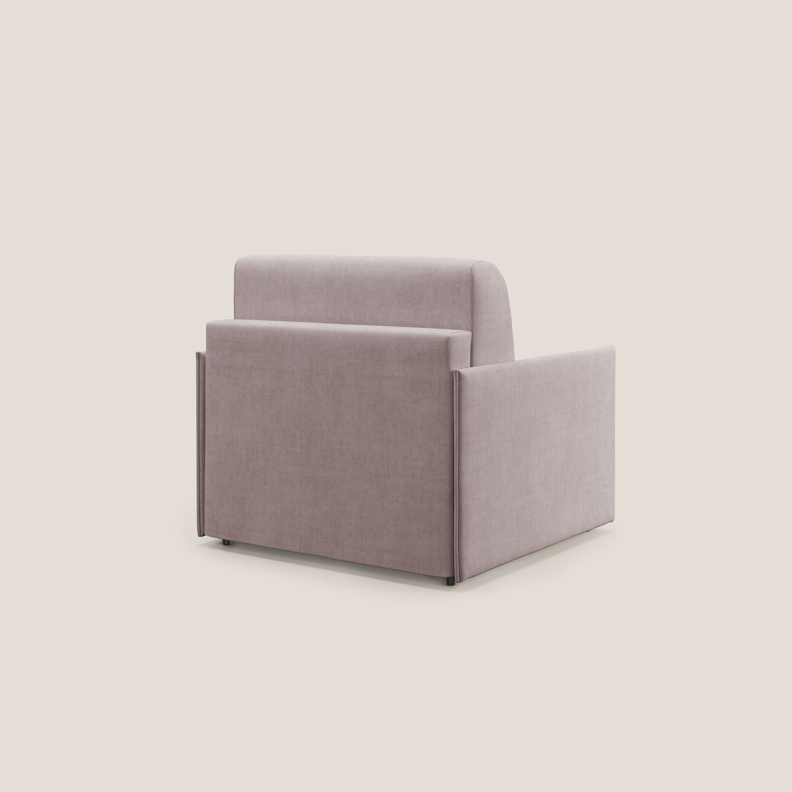 Evans poltrona letto in morbido tessuto impermeabile T02 rosa - divani.store