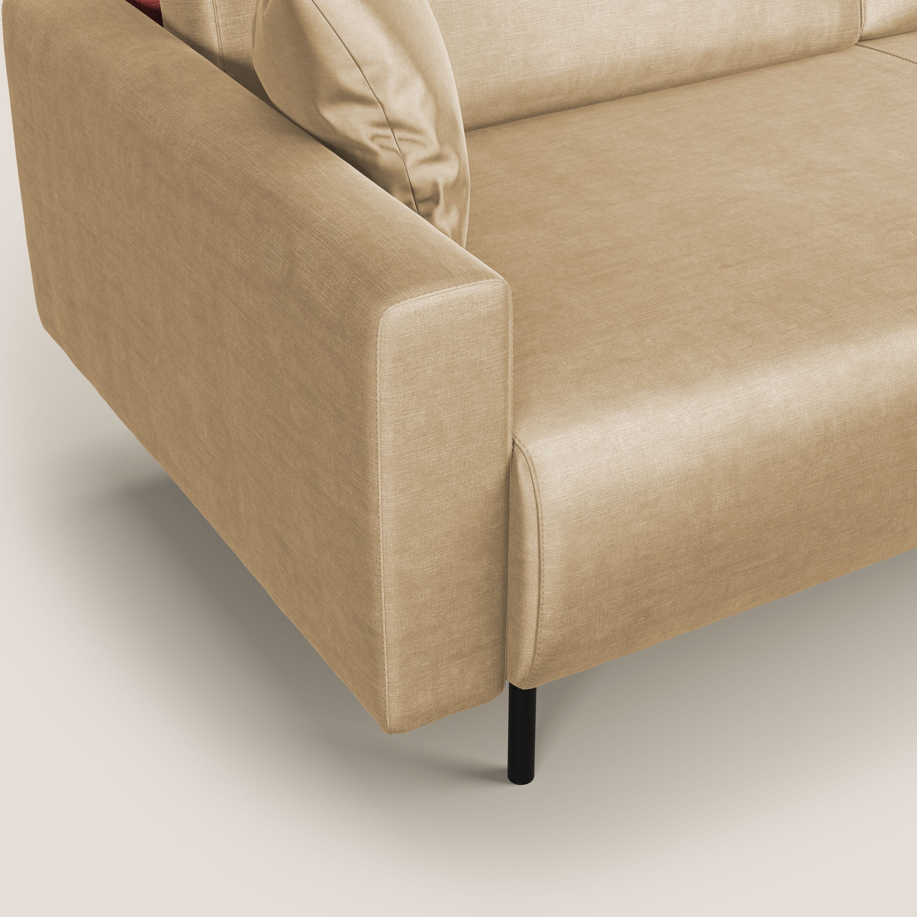Arthur divano moderno angolare in velluto morbido impermeabile T01 beige - divani.store