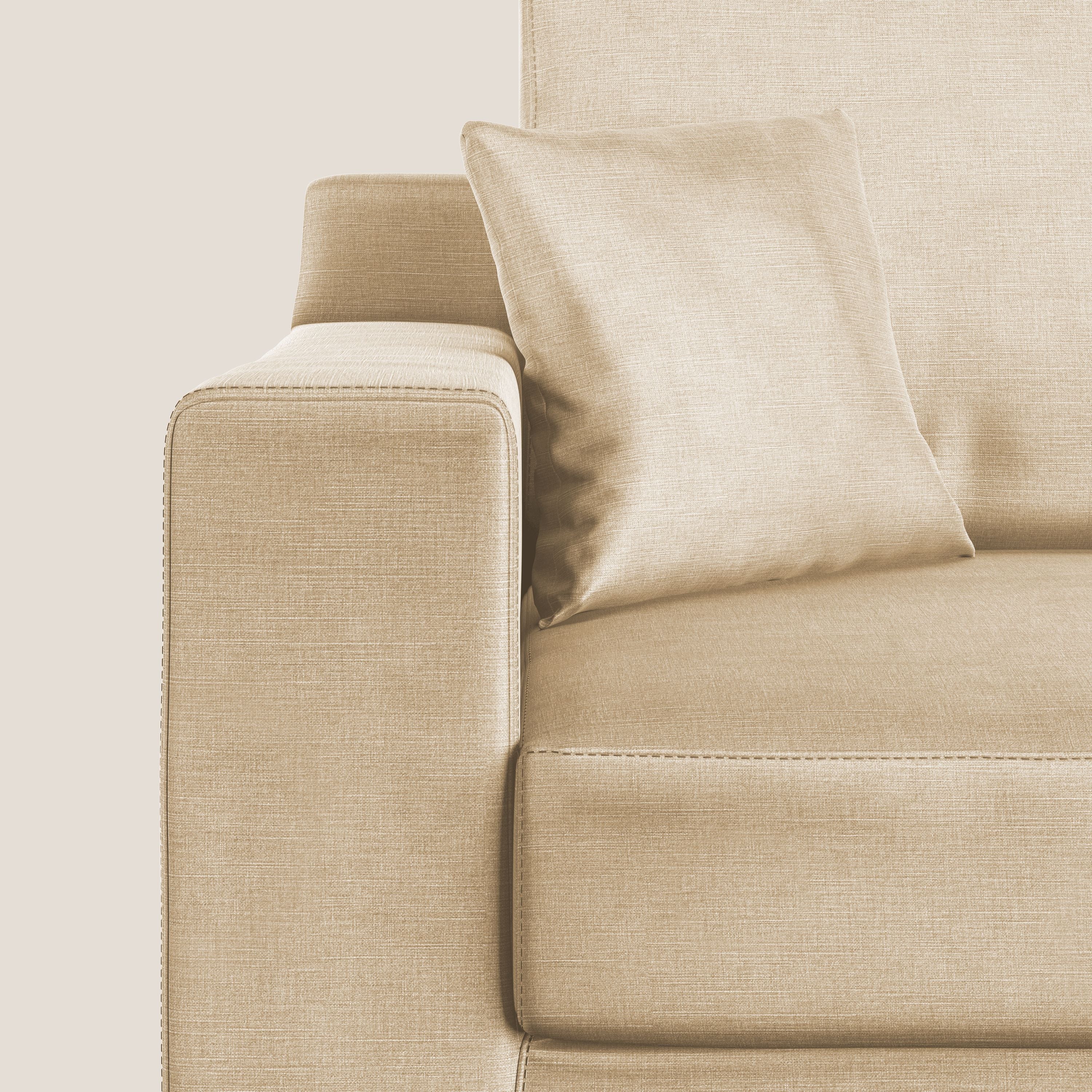 Michael divano moderno angolare con penisola in morbido velluto impermeabile T01 beige - divani.store