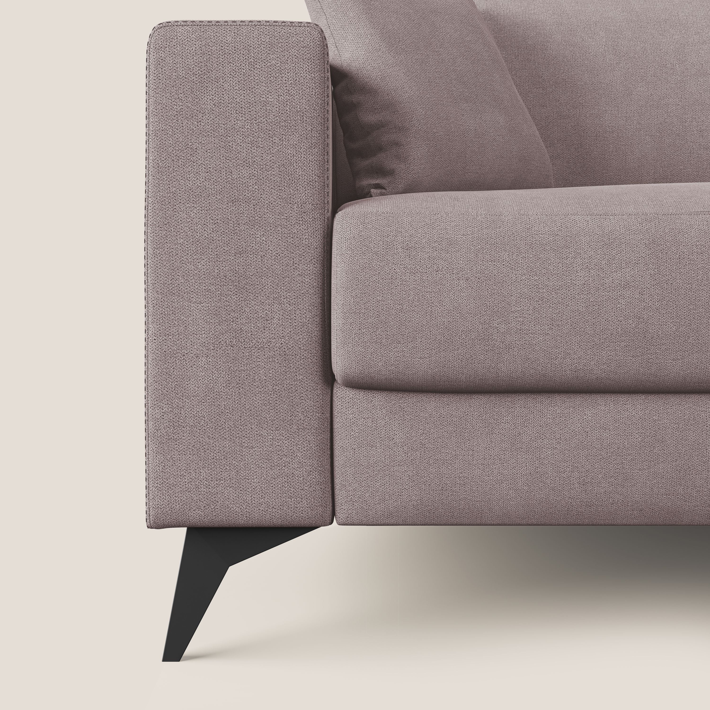 Pegaso divano letto angolare con poggiatesta reclinabili e rivestimento impermeabile T02 rosa - divani.store