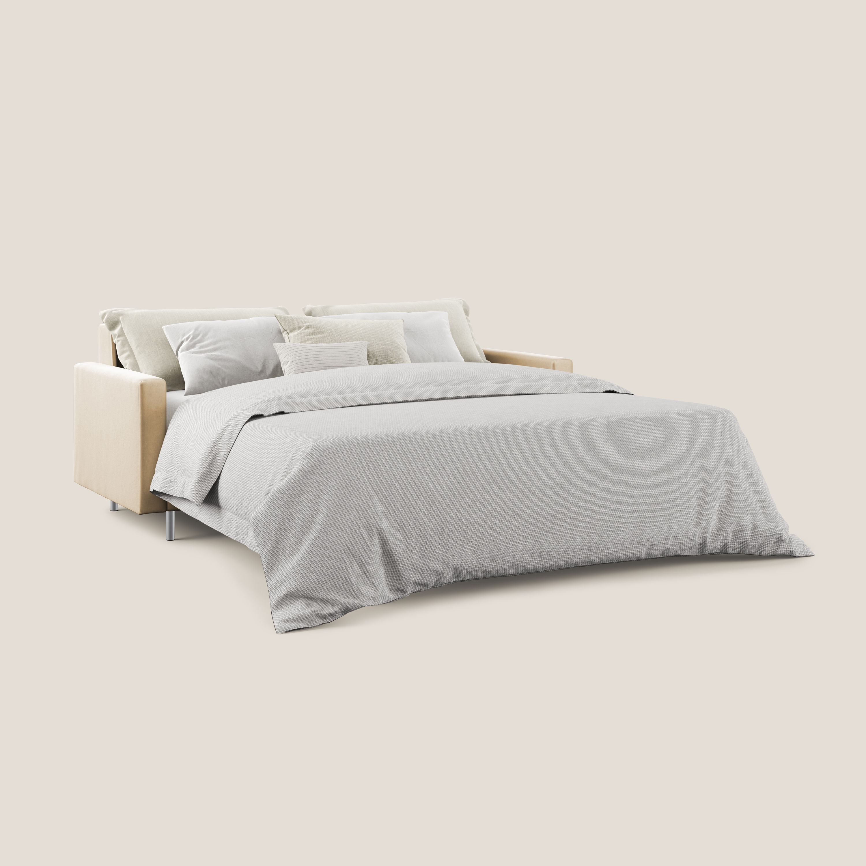 Andromeda divano letto matrimoniale in velluto morbido impermeabile T01 beige - divani.store