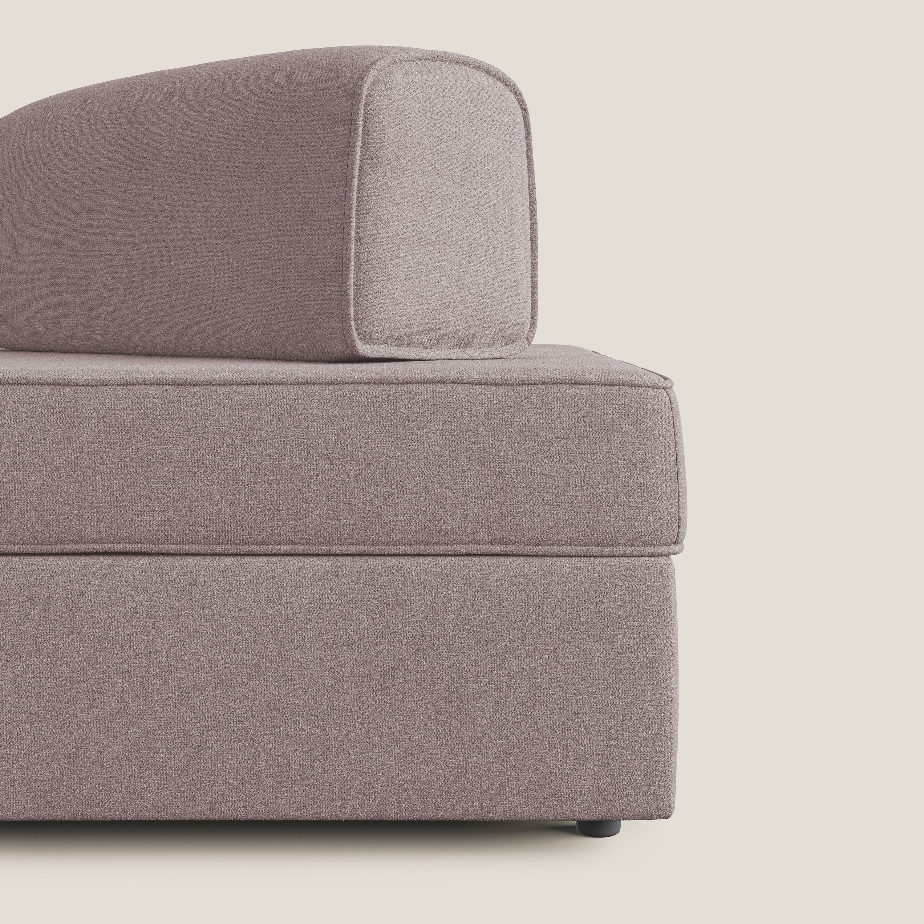 Liberty divano con pouf estraibile e schienali movibili in tessuto morbido impermeabile T02 rosa - divani.store