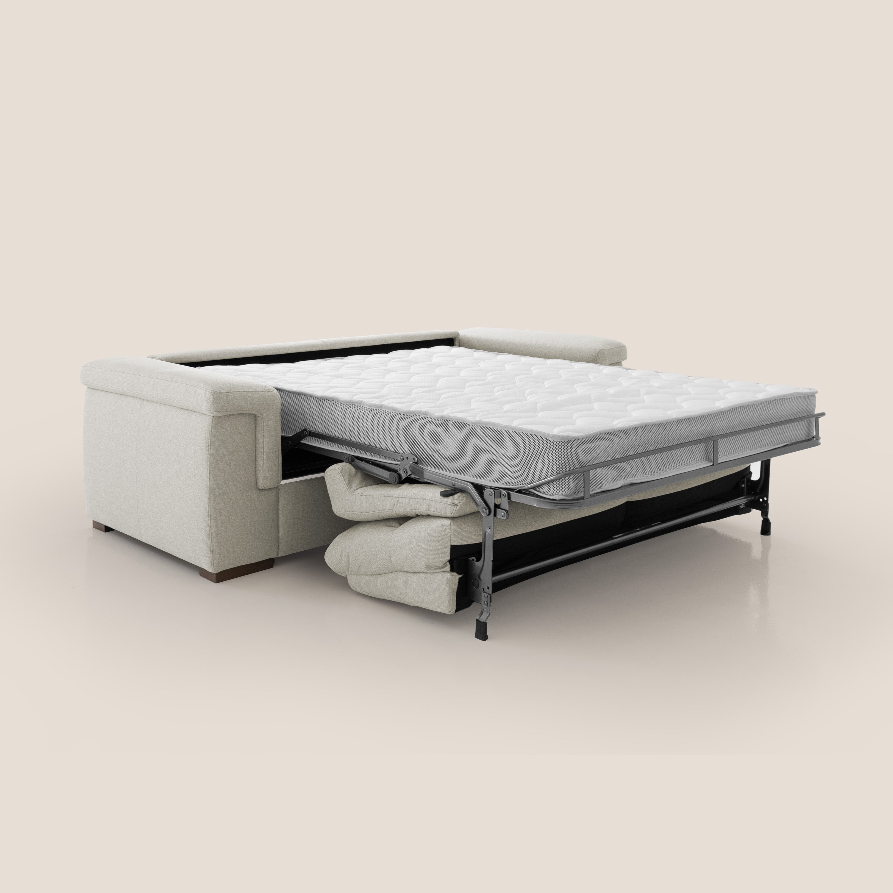 Magnolia divano letto con materasso alto 18 cm morbido schienale alto in tessuto smacchiabile T05 panna - divani.store