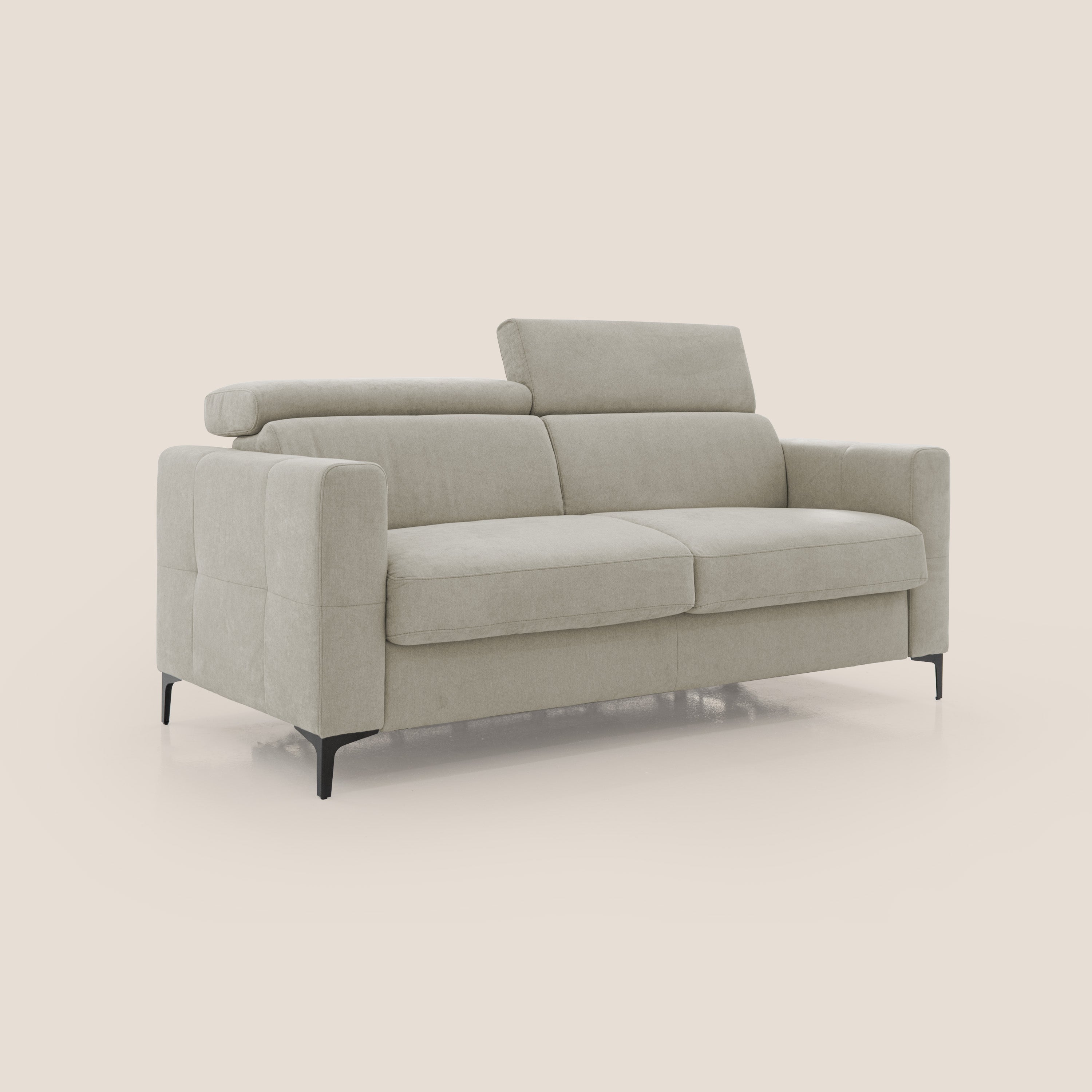 Gardenia divano letto materasso alto 18 cm con poggiatesta reclinabili e rivestimento impermeabile T02 panna - divani.store