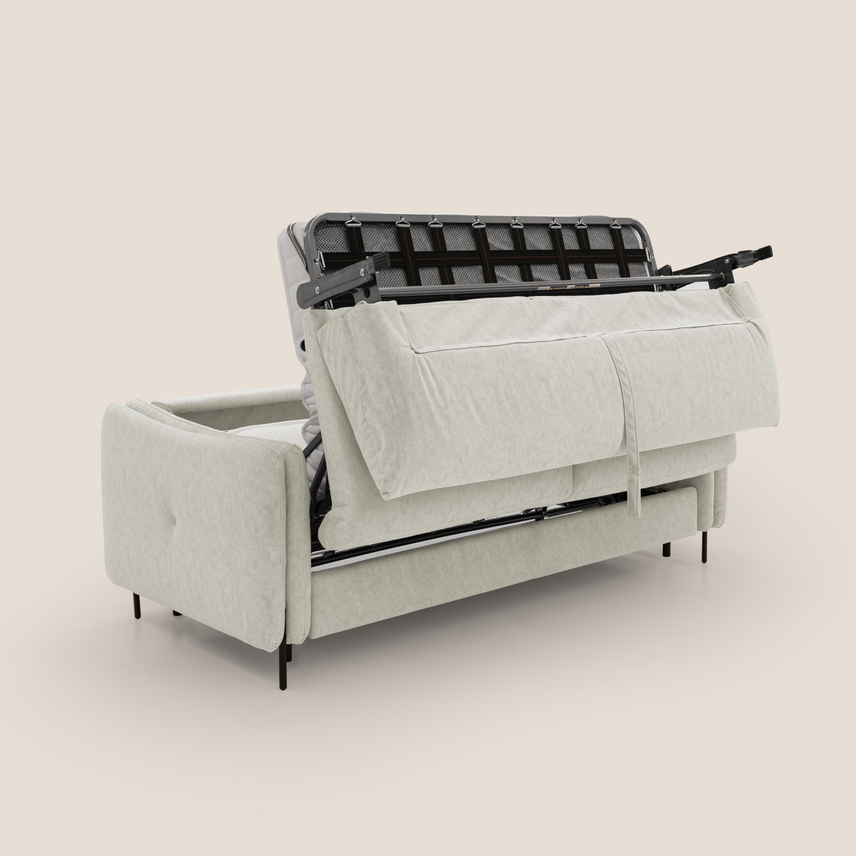 Gregory Divano letto con materasso h18 cm in microfibra effetto velluto impermeabile T09 panna - divani.store