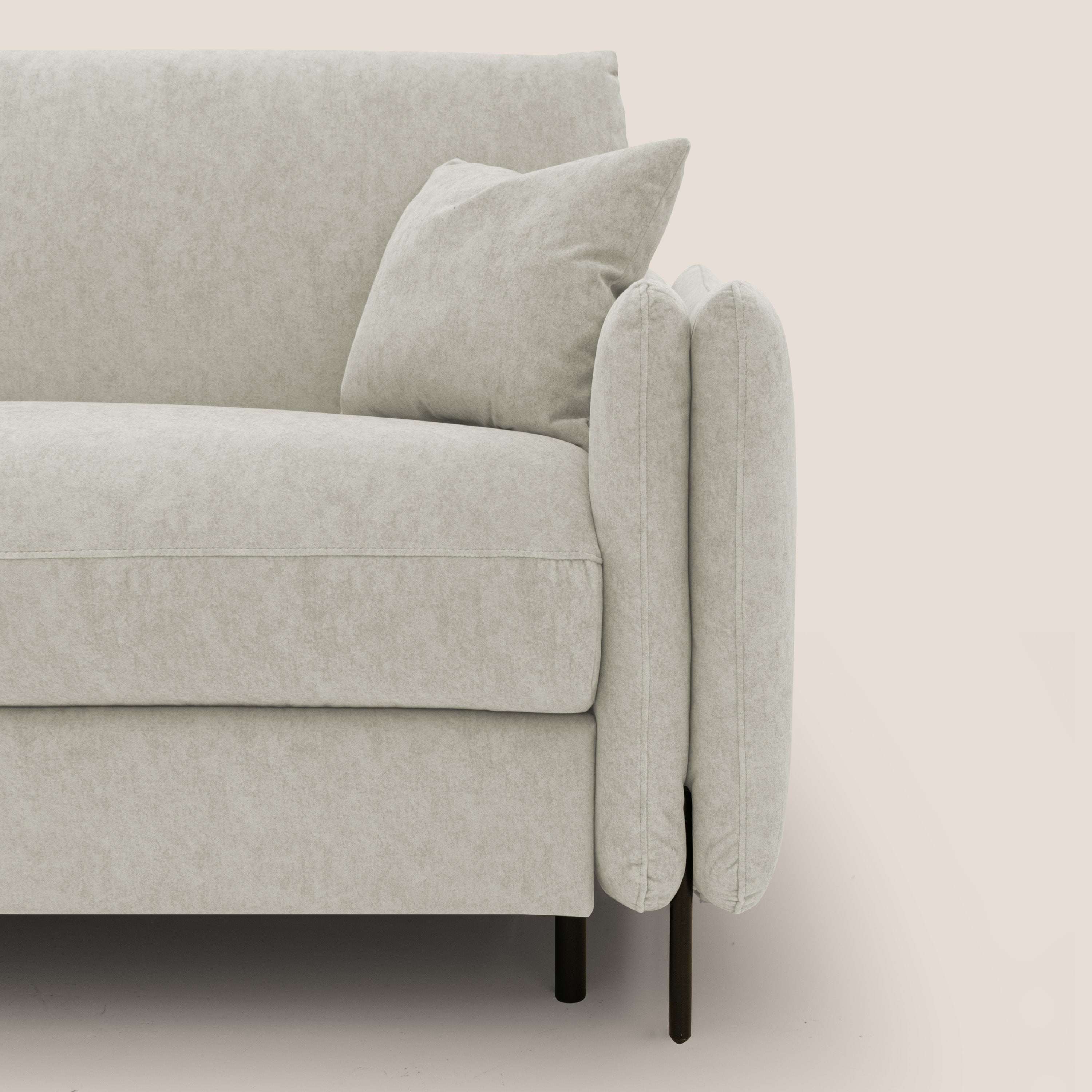 Gregory Divano letto con materasso h18 cm in microfibra effetto velluto impermeabile T09 panna - divani.store