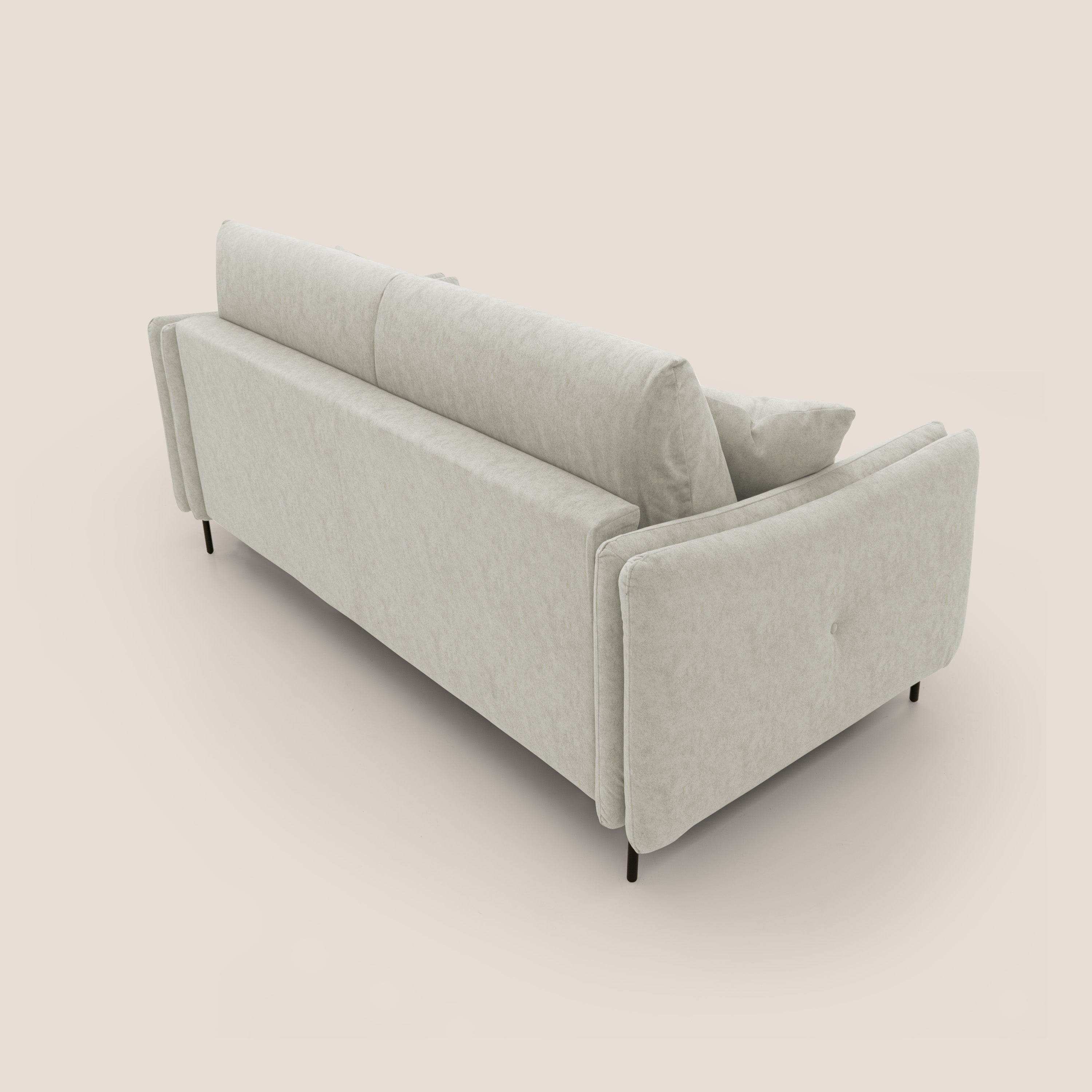 Gregory Divano letto con materasso h18 cm in microfibra effetto velluto impermeabile T09 panna - divani.store