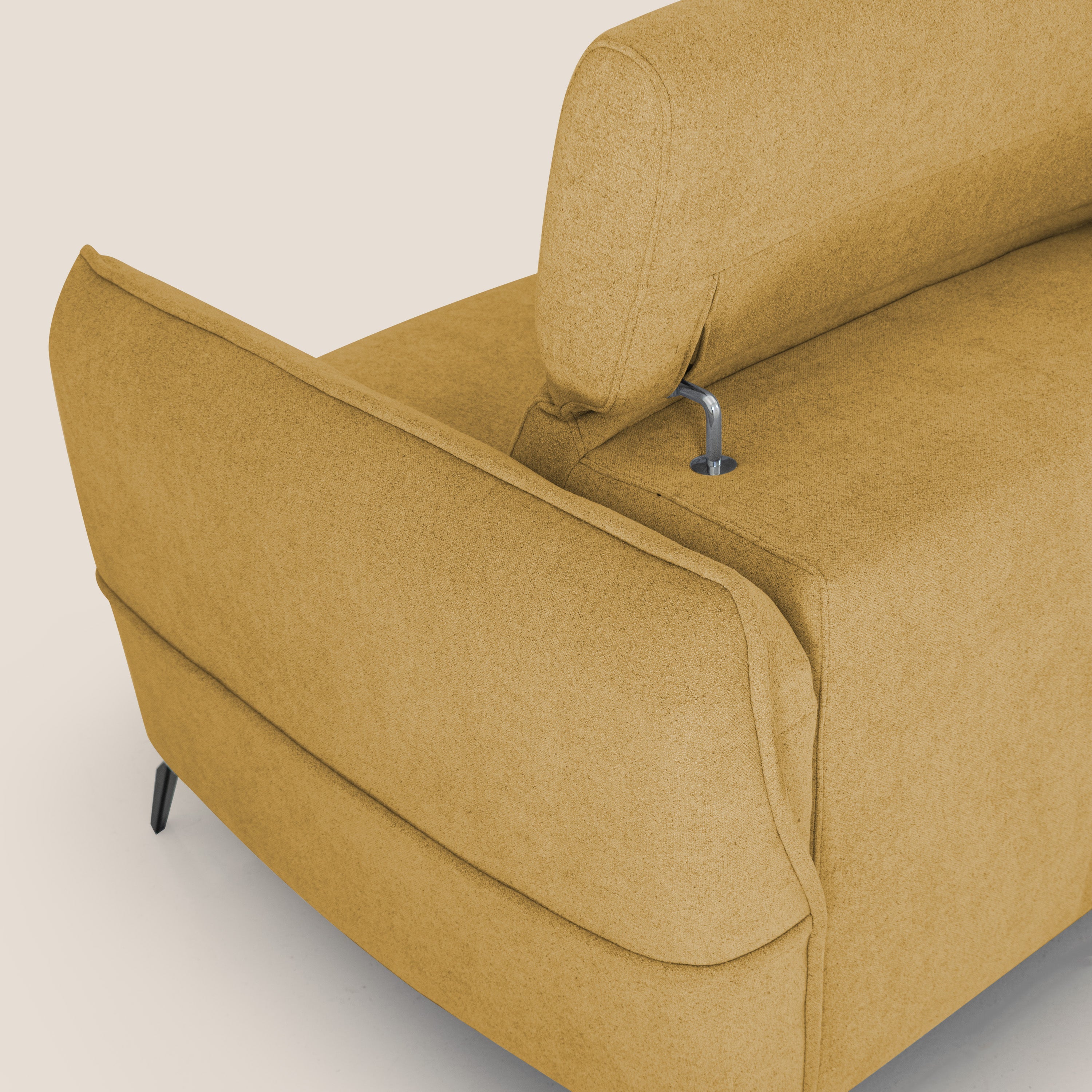 Bloom Divano con poggiapiedi estraibile piedini alti e poggiatesta reclinabili in tessuto bouclé impermeabile T07 verde - divani.store