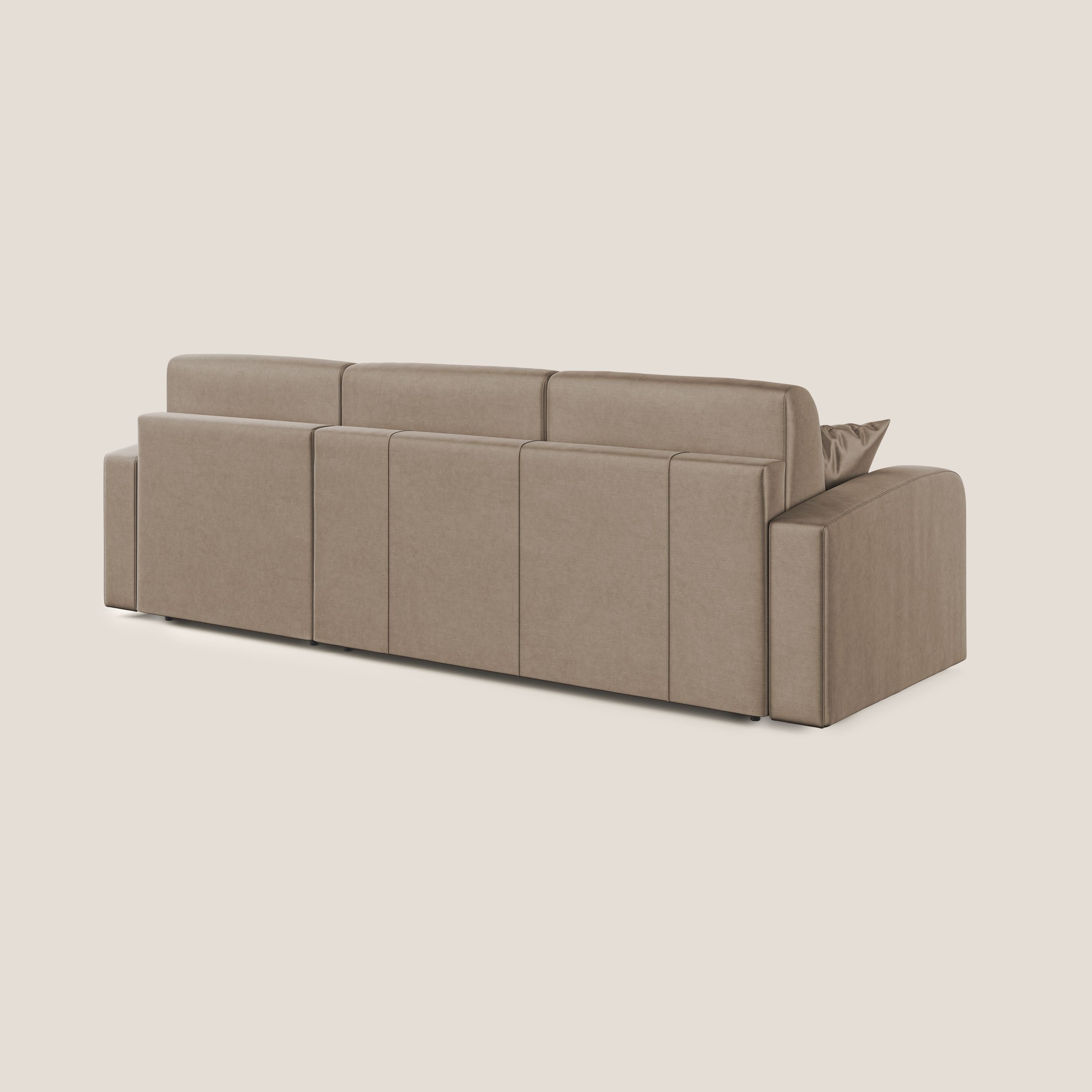 Lebron Divano letto angolare con penisola in velluto morbido T01 marrone - divani.store