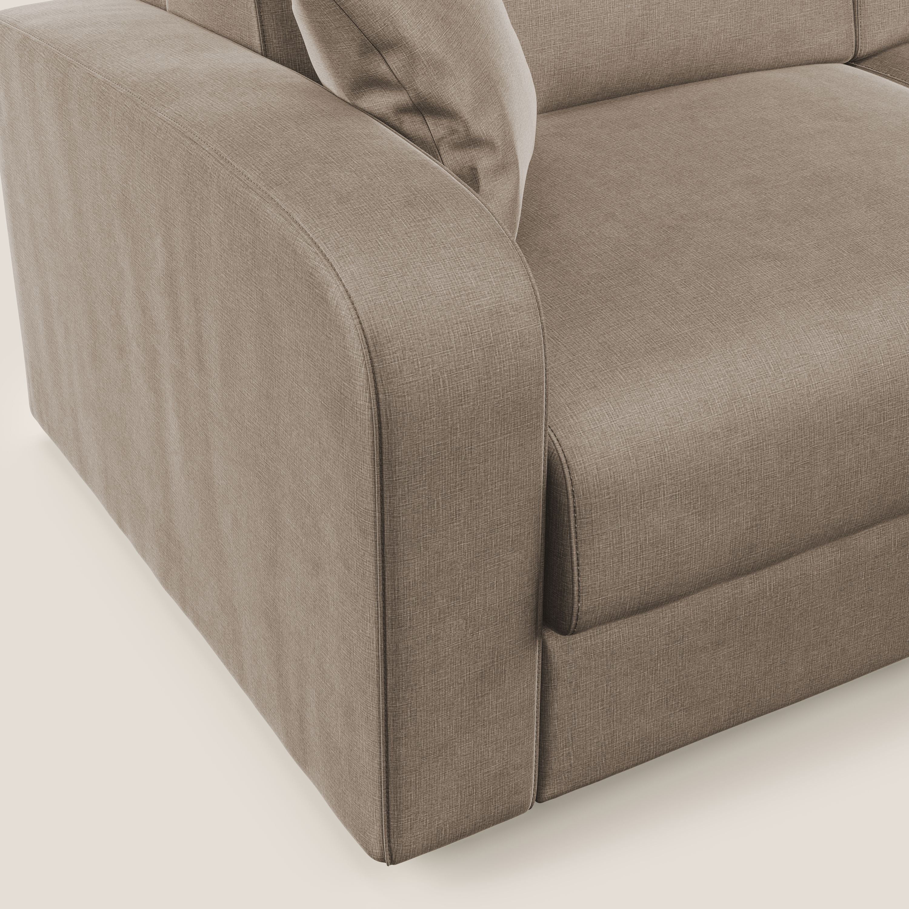 Lebron Divano letto angolare con penisola in velluto morbido T01 marrone - divani.store