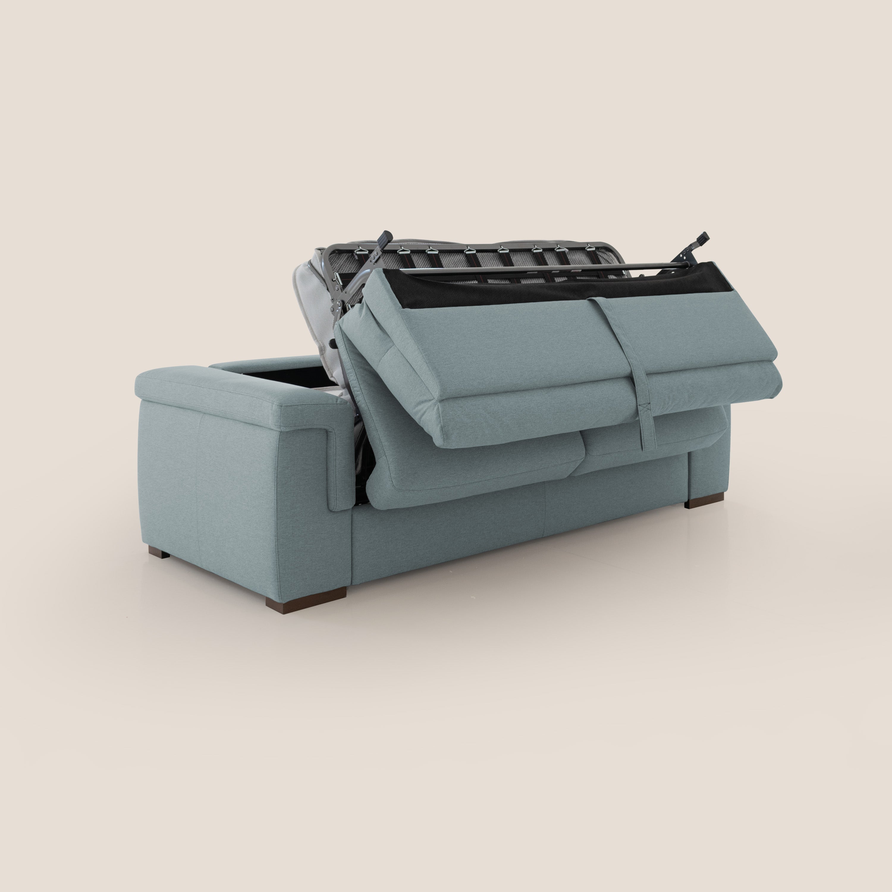 Magnolia divano letto con materasso alto 18 cm morbido schienale alto in tessuto smacchiabile T05 carta da zucchero - divani.store