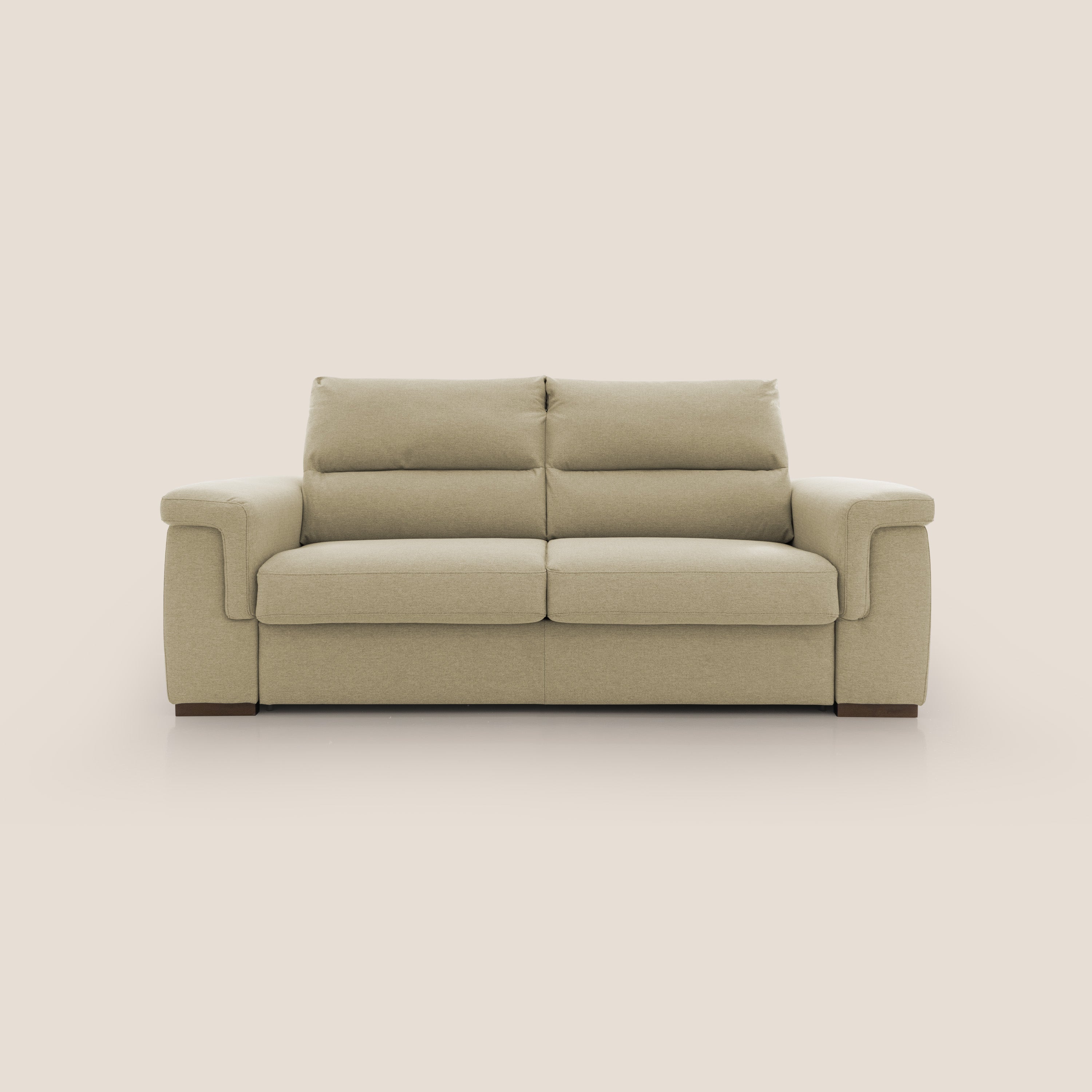 Magnolia divano letto con materasso alto 18 cm morbido schienale alto in tessuto smacchiabile T05 cammello - divani.store