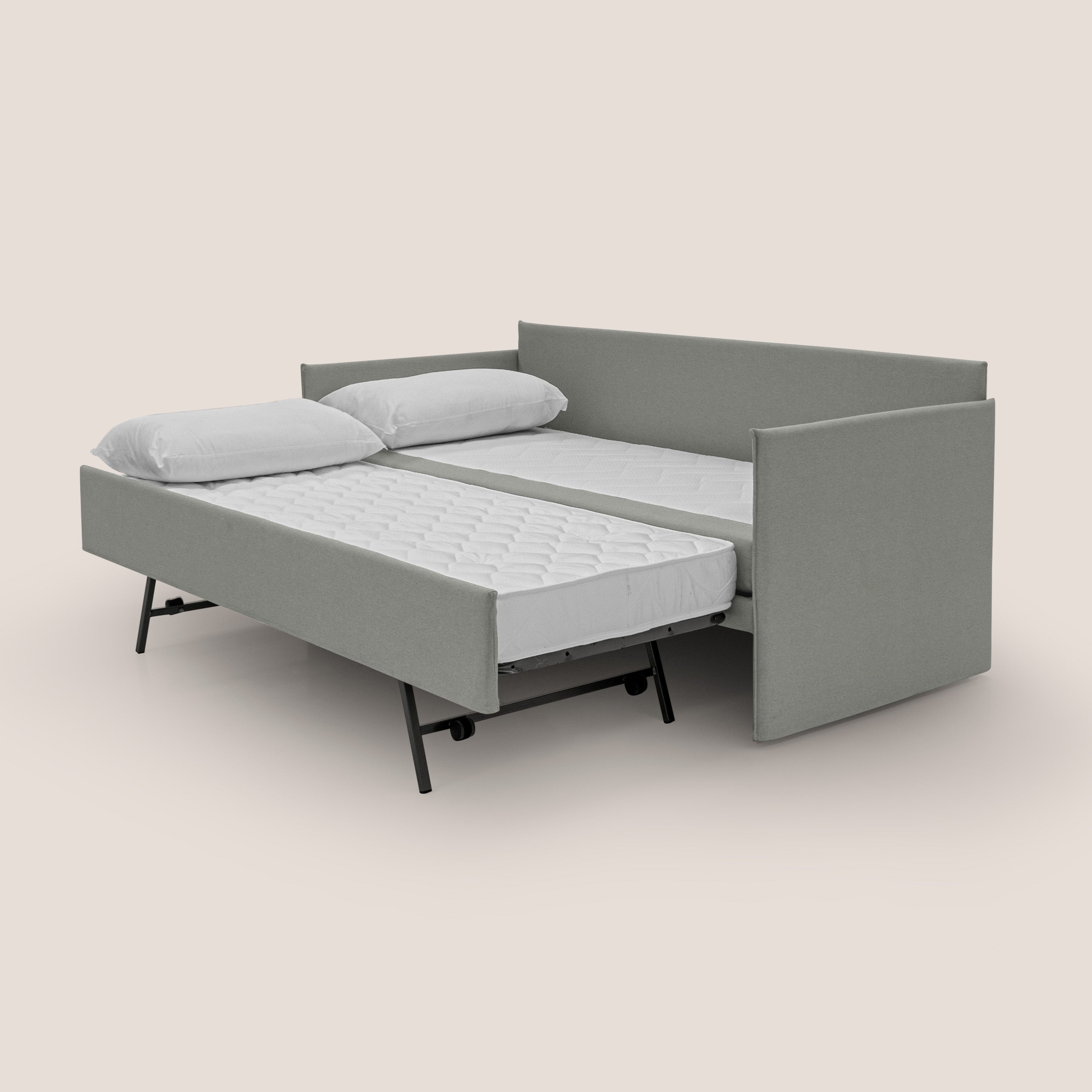 Brenta Divano duplex con doppio letto in tessuto simil cotone impermeabile T13 grigio - divani.store