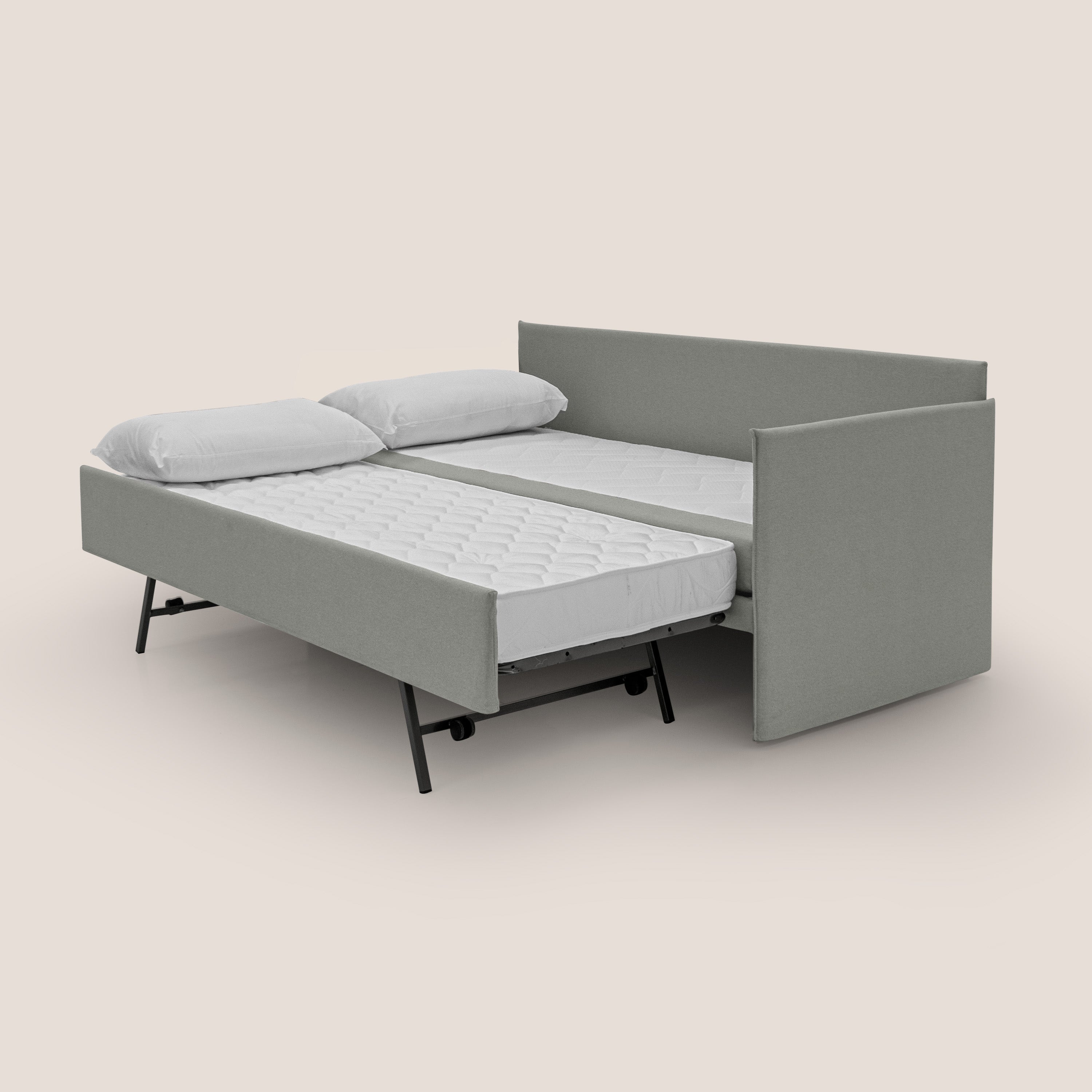 Durini Divano duplex con doppio letto in tessuto simil cotone impermeabile T13 grigio - divani.store