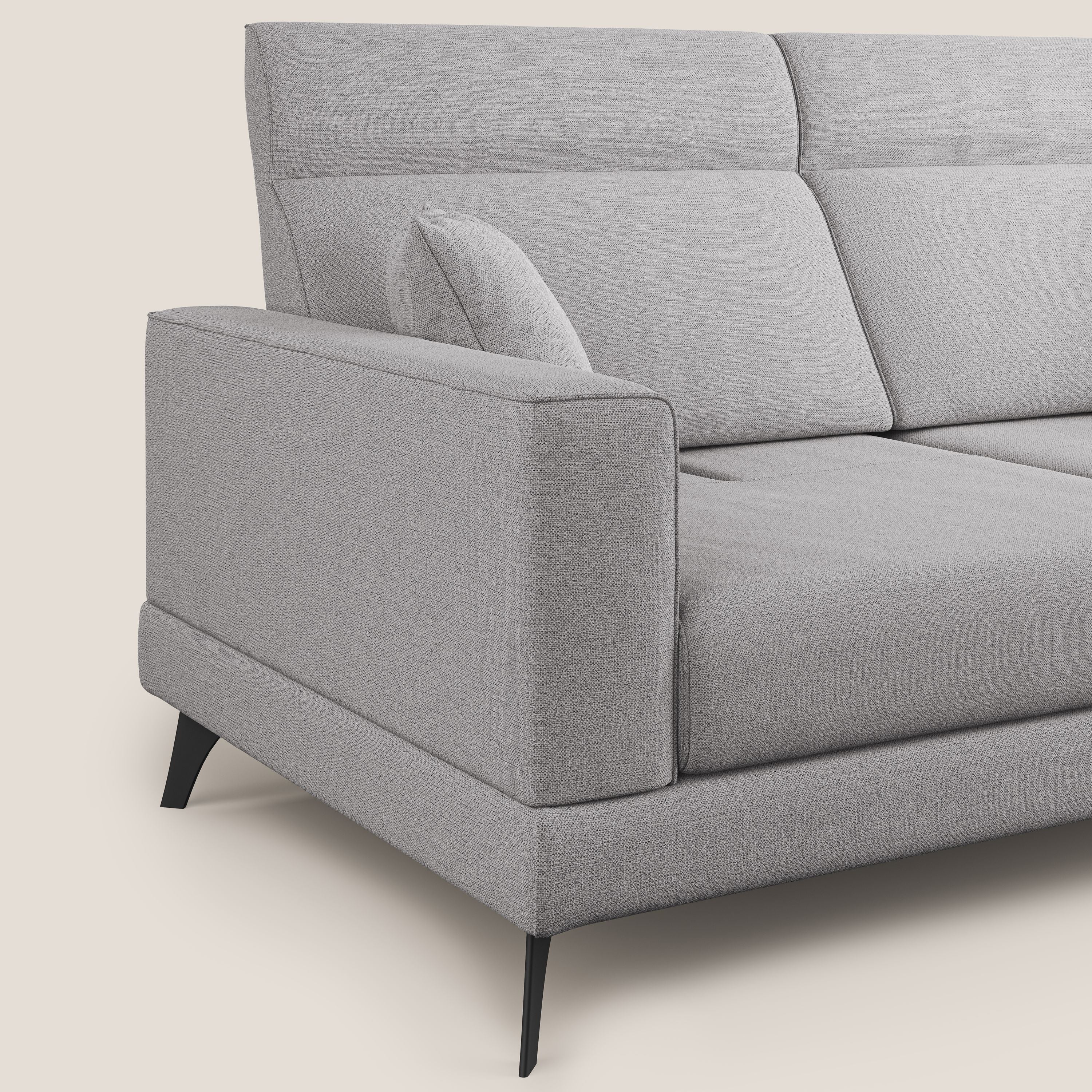 Slide Divano con schienali traslanti e poggiatesta in tessuto simil cotone impermeabile T19 grigio - divani.store