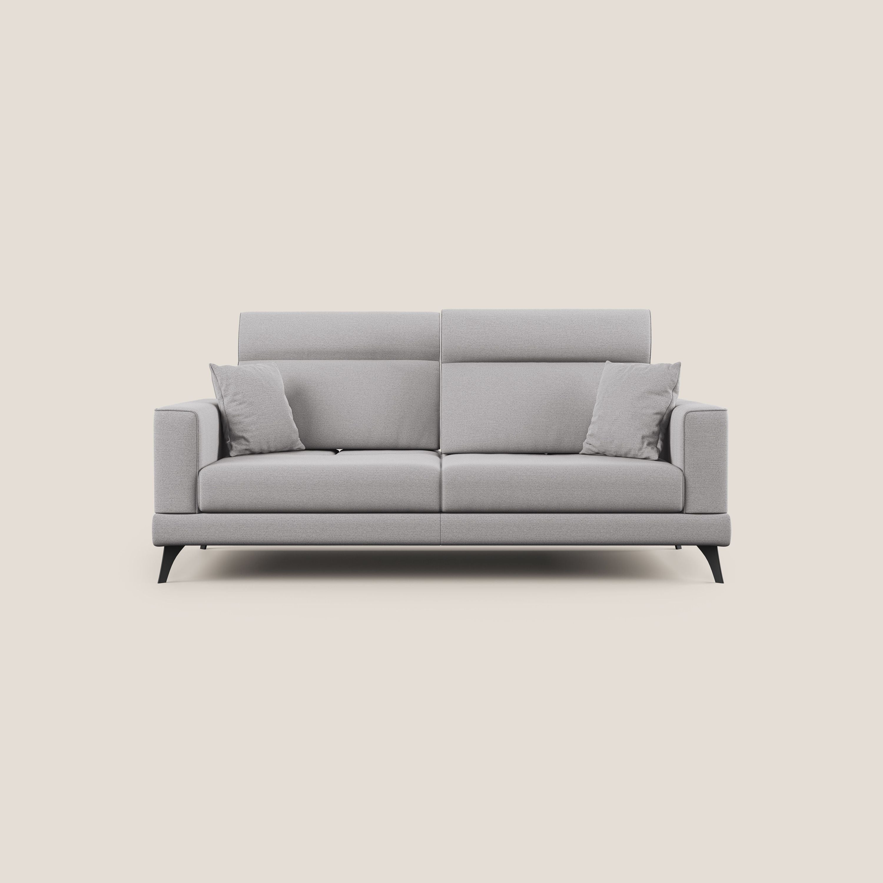 Slide Divano con schienali traslanti e poggiatesta in tessuto simil cotone impermeabile T19 grigio - divani.store