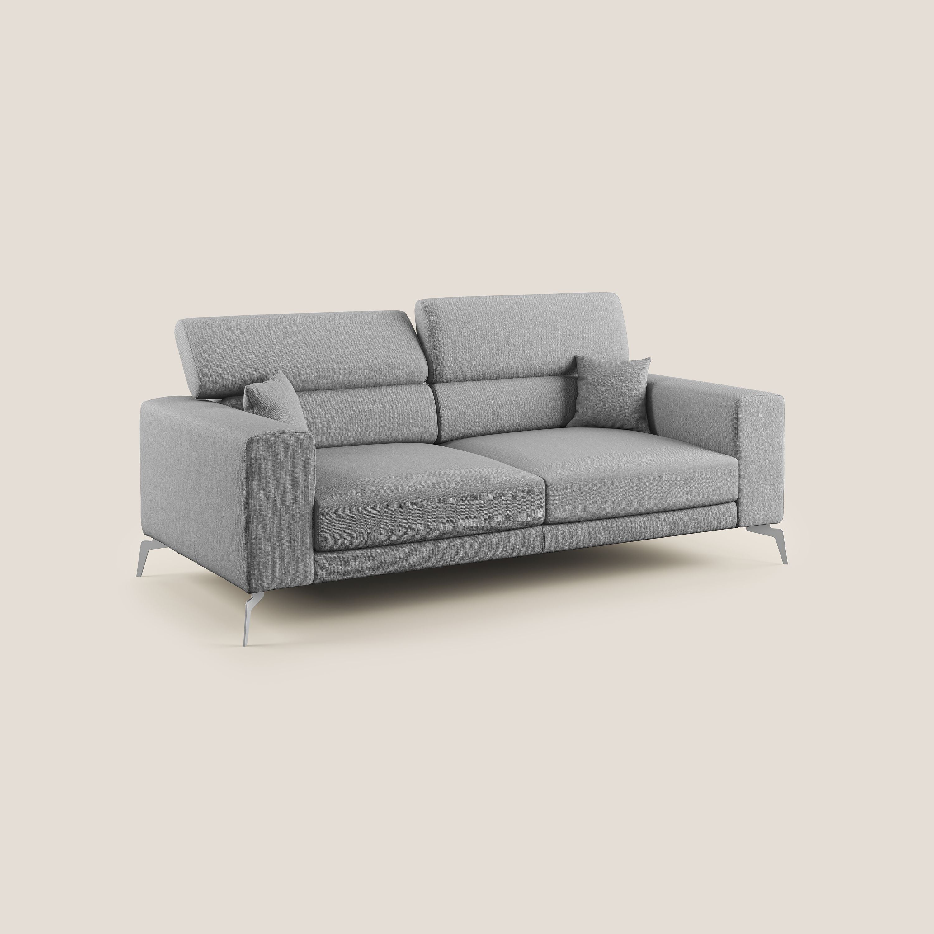 Blade Divano con poggiatesta reclinabili in tessuto impermeabile misto cotone T13 grigio - divani.store