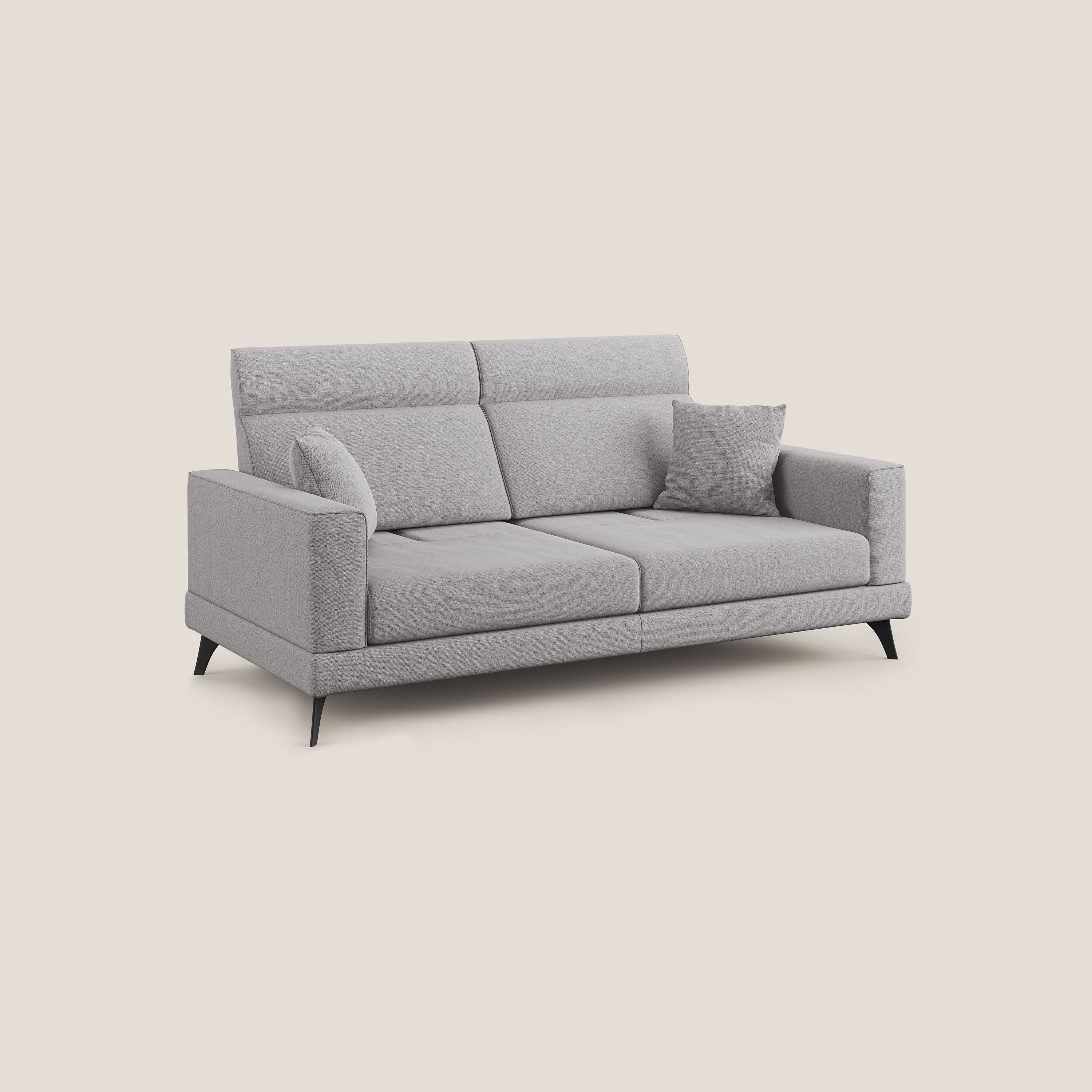 Slide Divano con schienali traslanti e poggiatesta in tessuto simil cotone impermeabile T19 grigio - divani.store