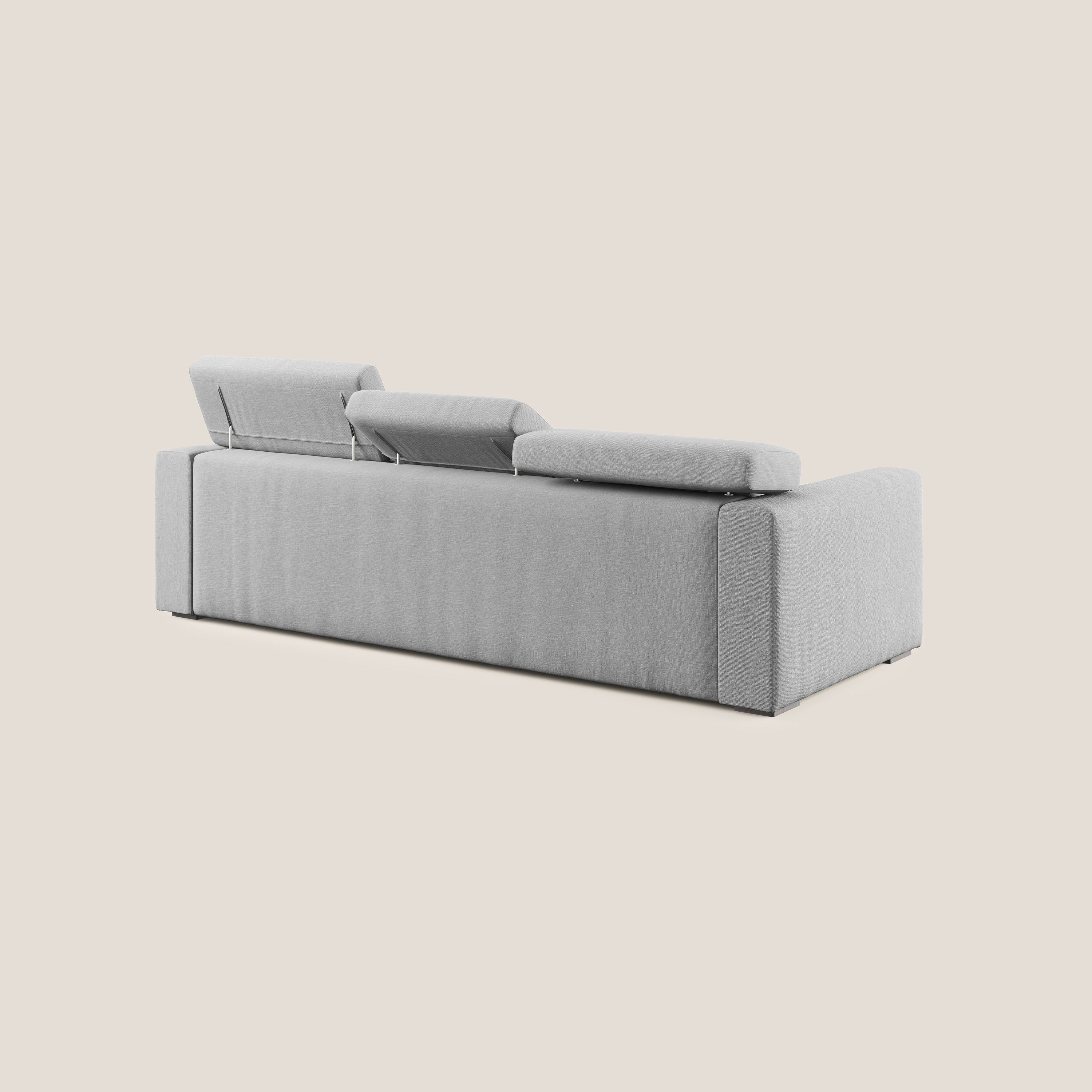 Dylan divano angolare con pouf estraibile poggiapiedi in tessuto simil cotone impermeabile T13 grigio - divani.store
