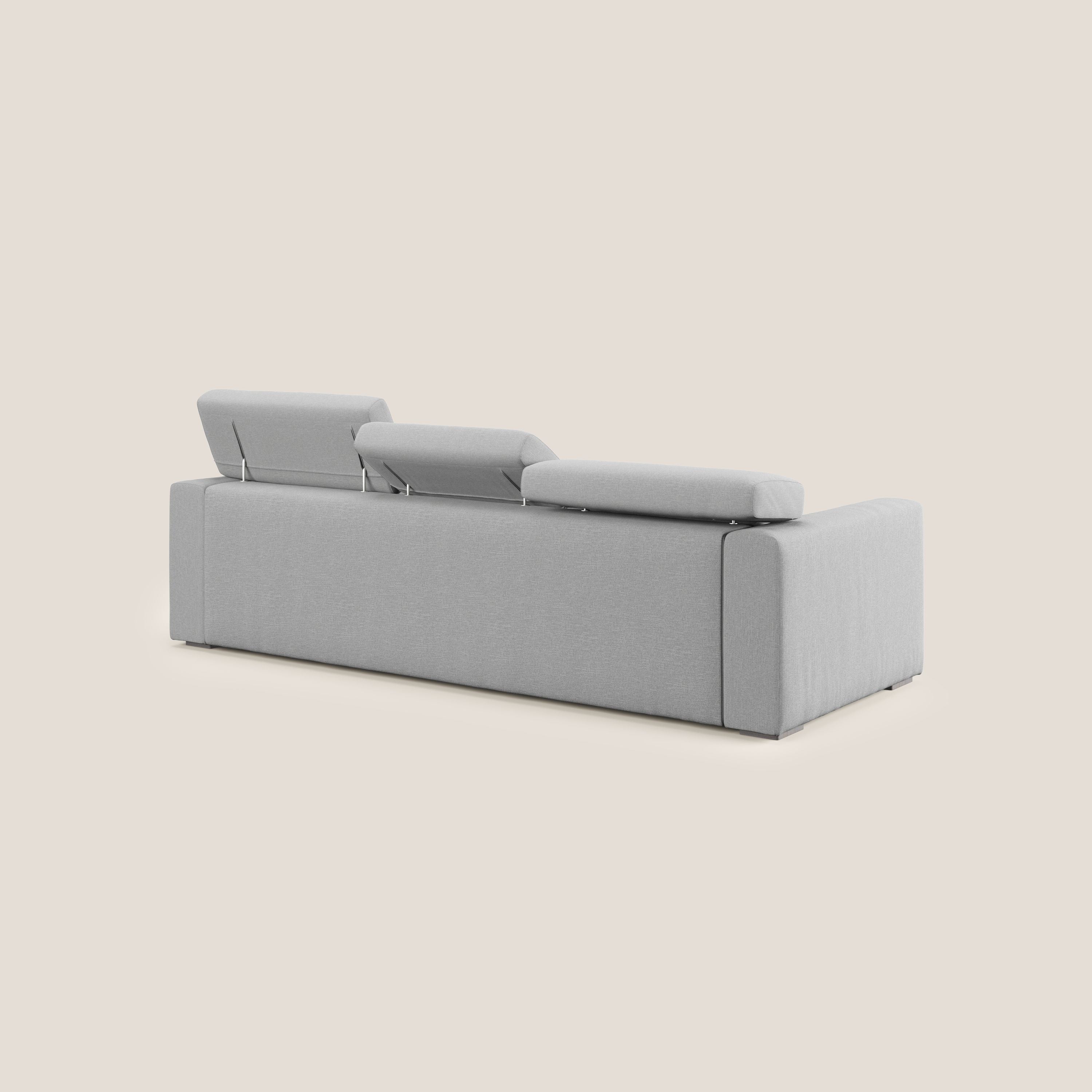 Dylan divano a 3 sedute con pouf estraibile poggiapiedi in tessuto simil cotone impermeabile T13 grigio - divani.store