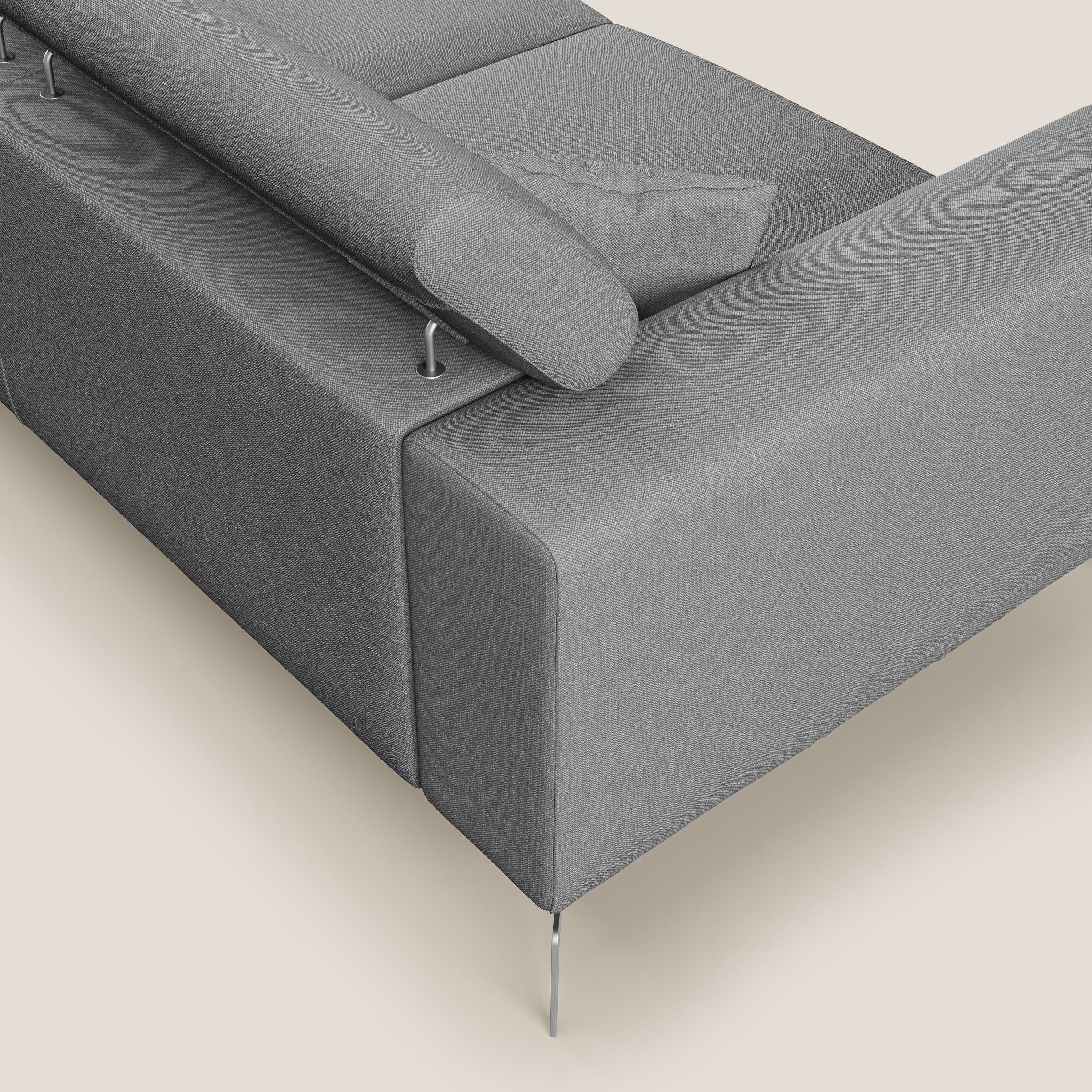 Blade Divano con poggiatesta reclinabili in tessuto impermeabile misto cotone T13 grigio - divani.store
