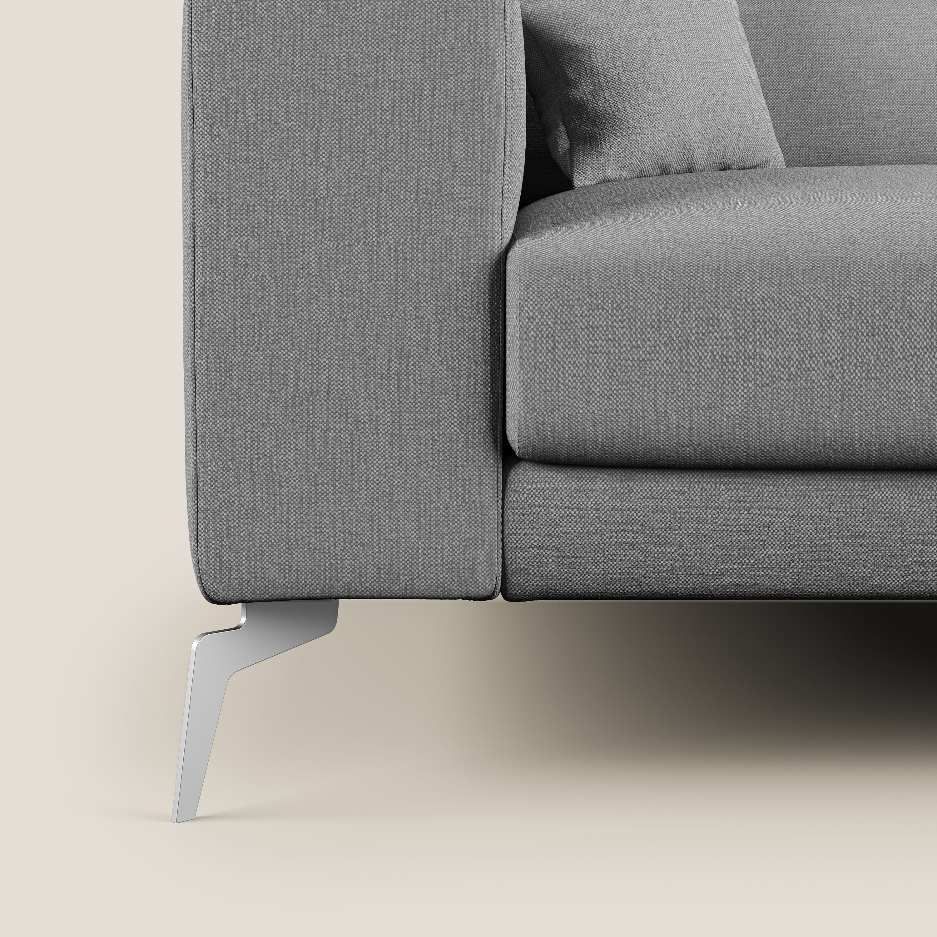 Blade Divano con poggiatesta reclinabili in tessuto impermeabile misto cotone T13 grigio - divani.store