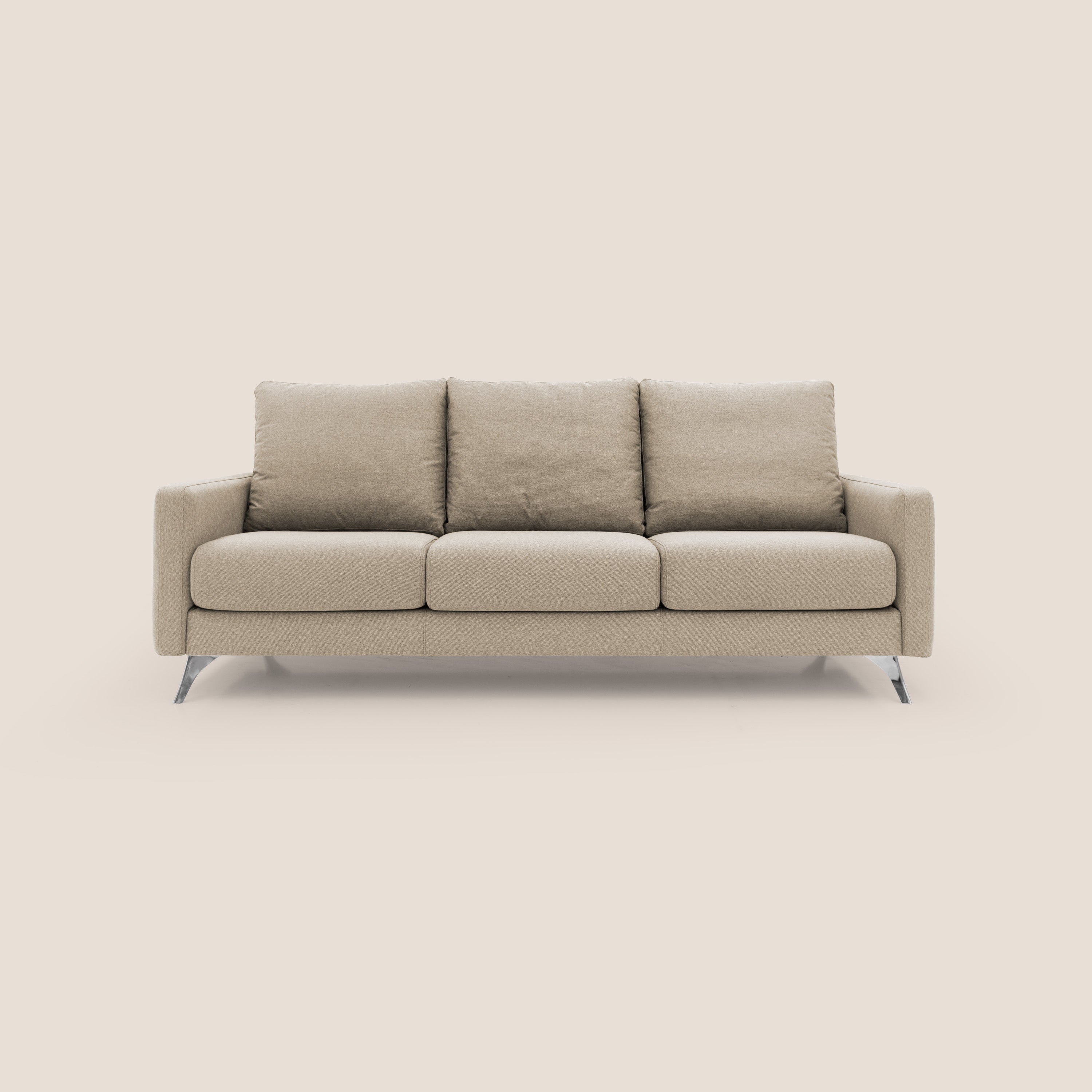 Klimt divano con 3 sedute allungabili e schienali in piuma d'oca in tessuto smacchiabile T05 beige - divani.store