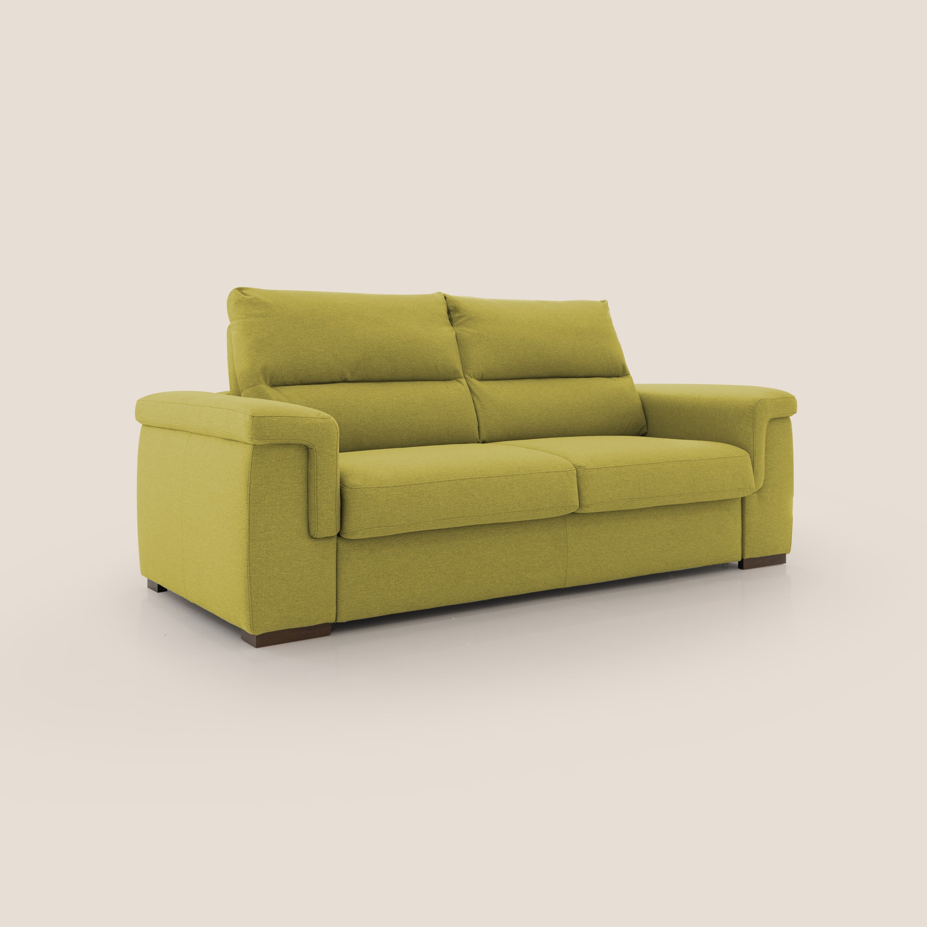 Magnolia divano letto con materasso alto 18 cm morbido schienale alto in tessuto smacchiabile T05 giallo - divani.store