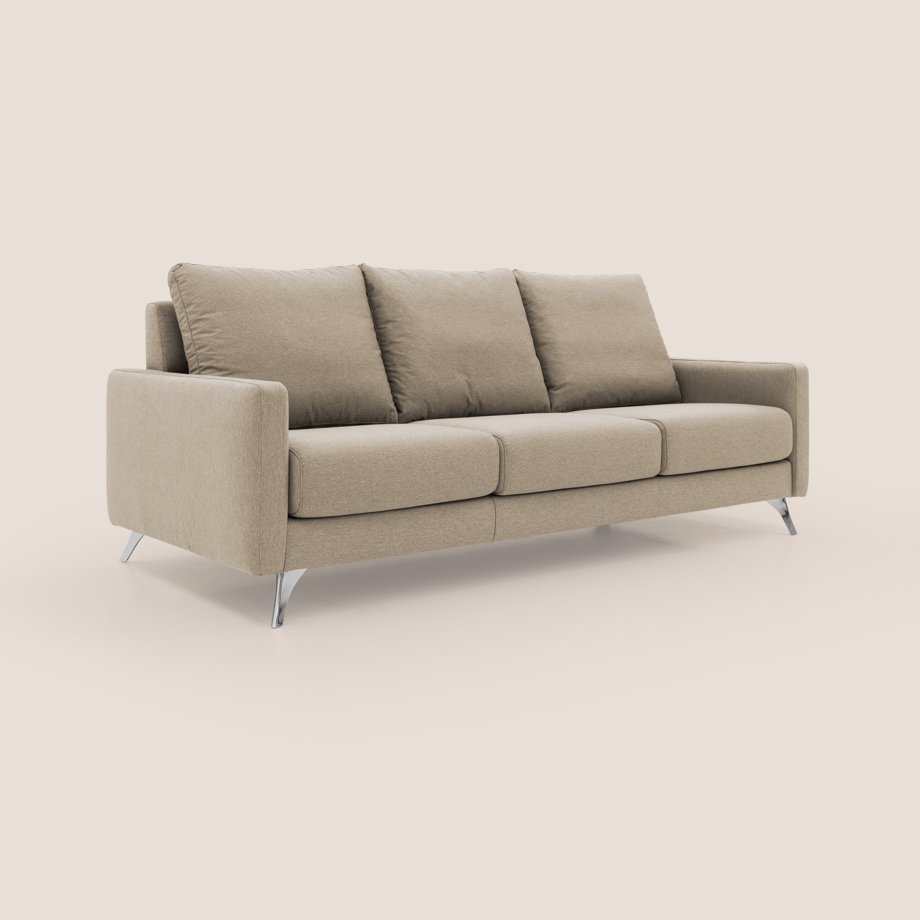 Klimt divano con 3 sedute allungabili e schienali in piuma d'oca in tessuto smacchiabile T05 beige - divani.store