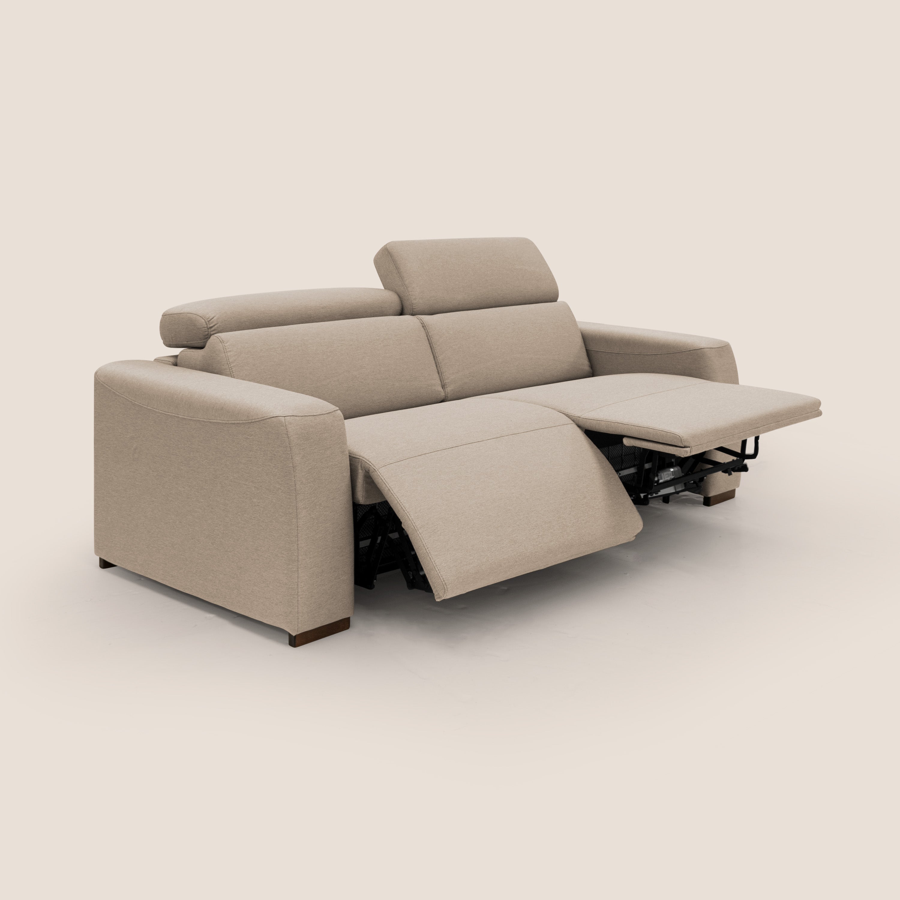 Poseidon divano letto + relax elettrico in tessuto smacchiabile impermeabile T05 beige - divani.store