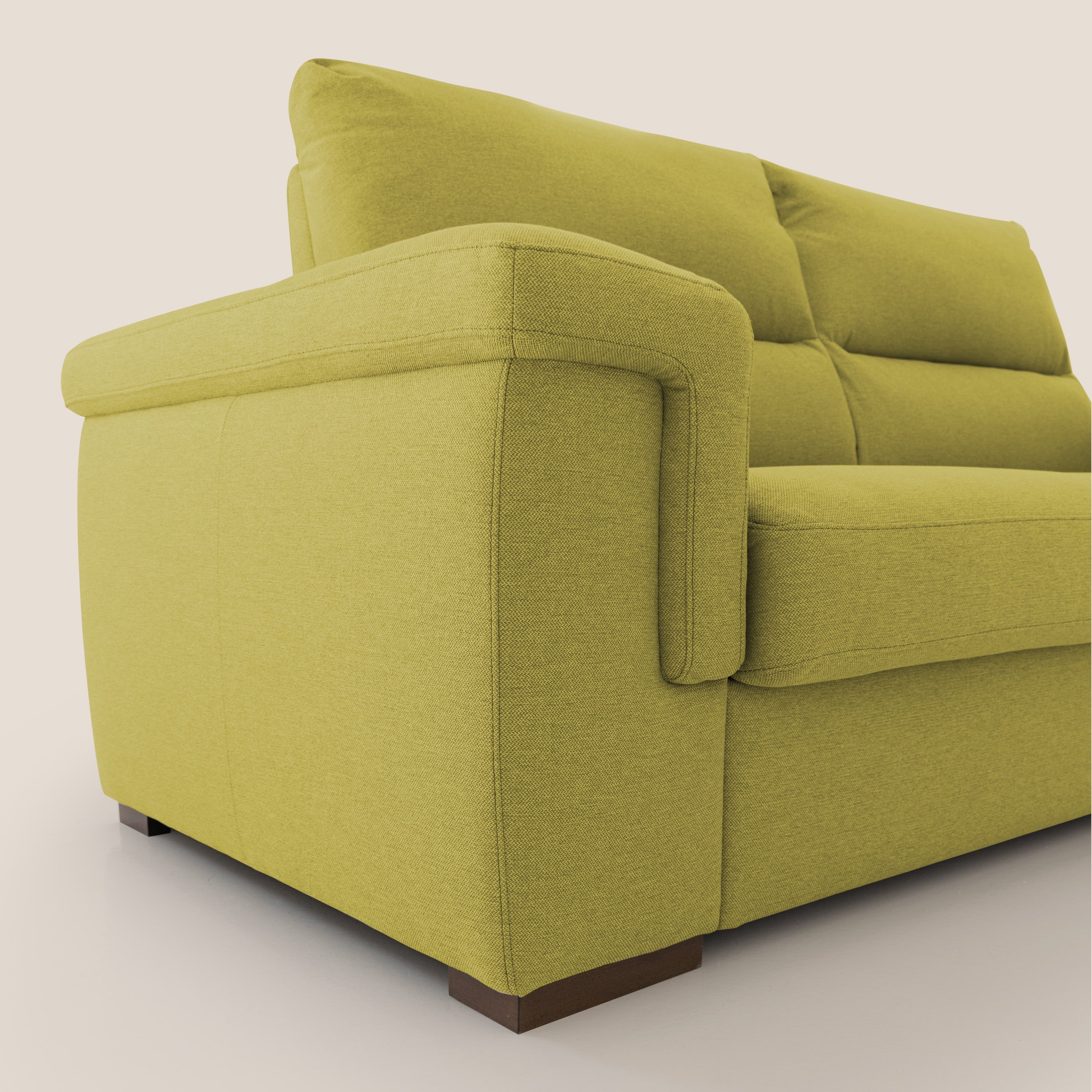 Magnolia divano letto con materasso alto 18 cm morbido schienale alto in tessuto smacchiabile T05 giallo - divani.store