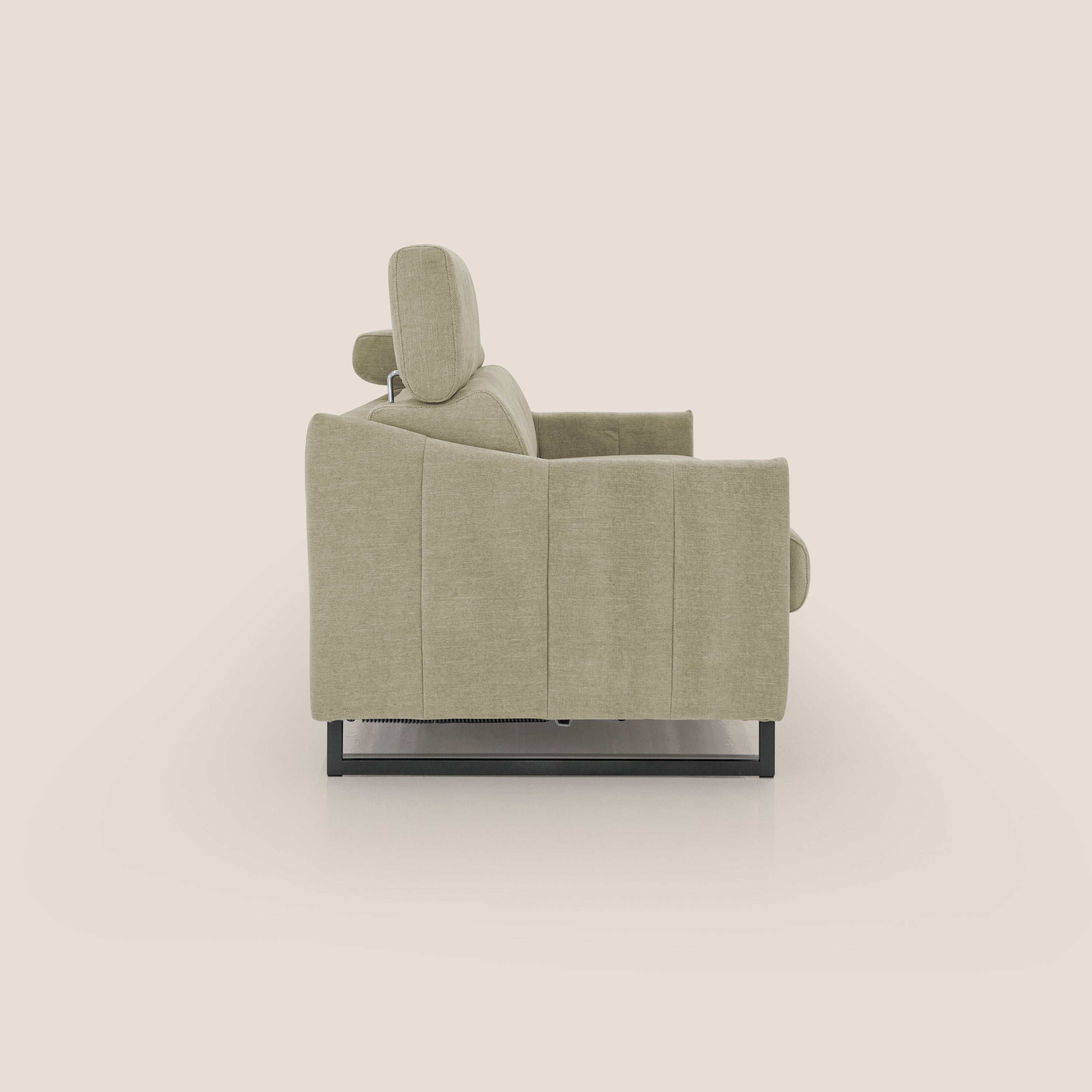 Loto divano letto salvaspazio materasso H18 cm con piedi alti in morbido tessuto impermeabile T14 beige - divani.store
