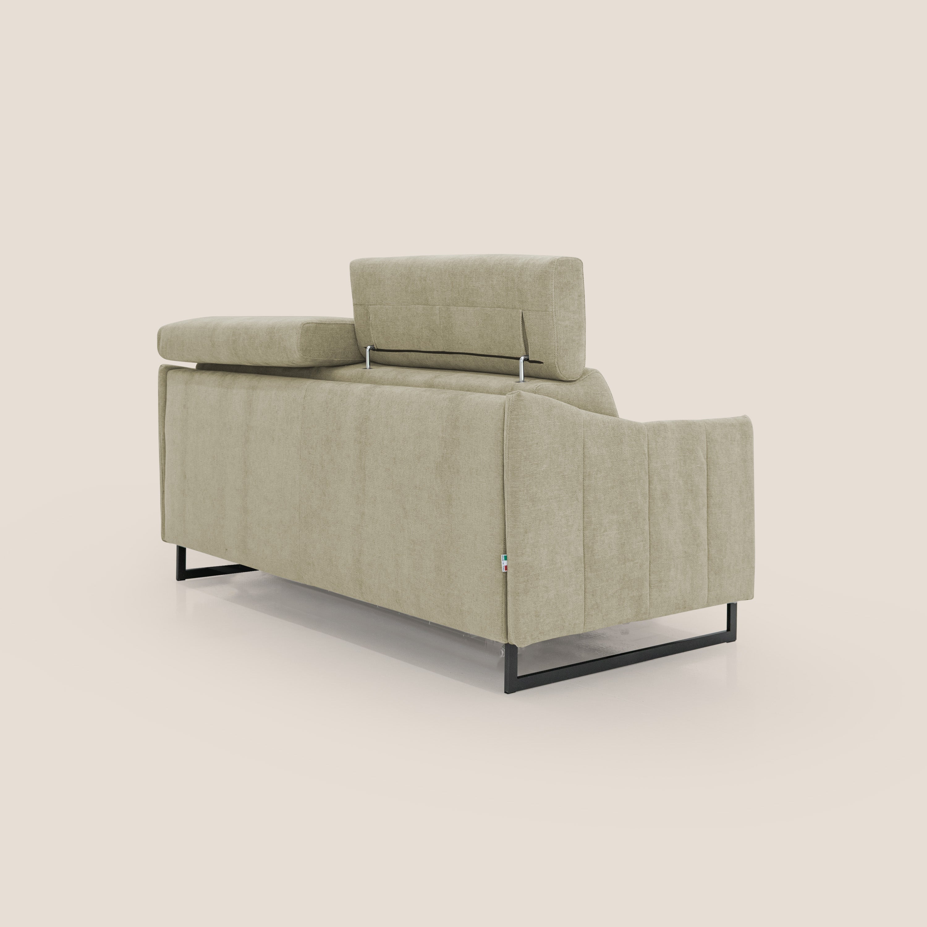 Loto divano letto salvaspazio materasso H18 cm con piedi alti in morbido tessuto impermeabile T14 beige - divani.store